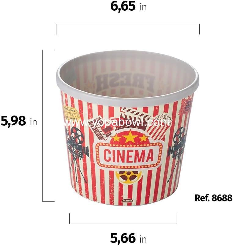 Wholesale Reusable 72 fl oz Popcorn Container | Durable Popcorn Bowl for Movie Night | BPA-Free Bucket | Factory