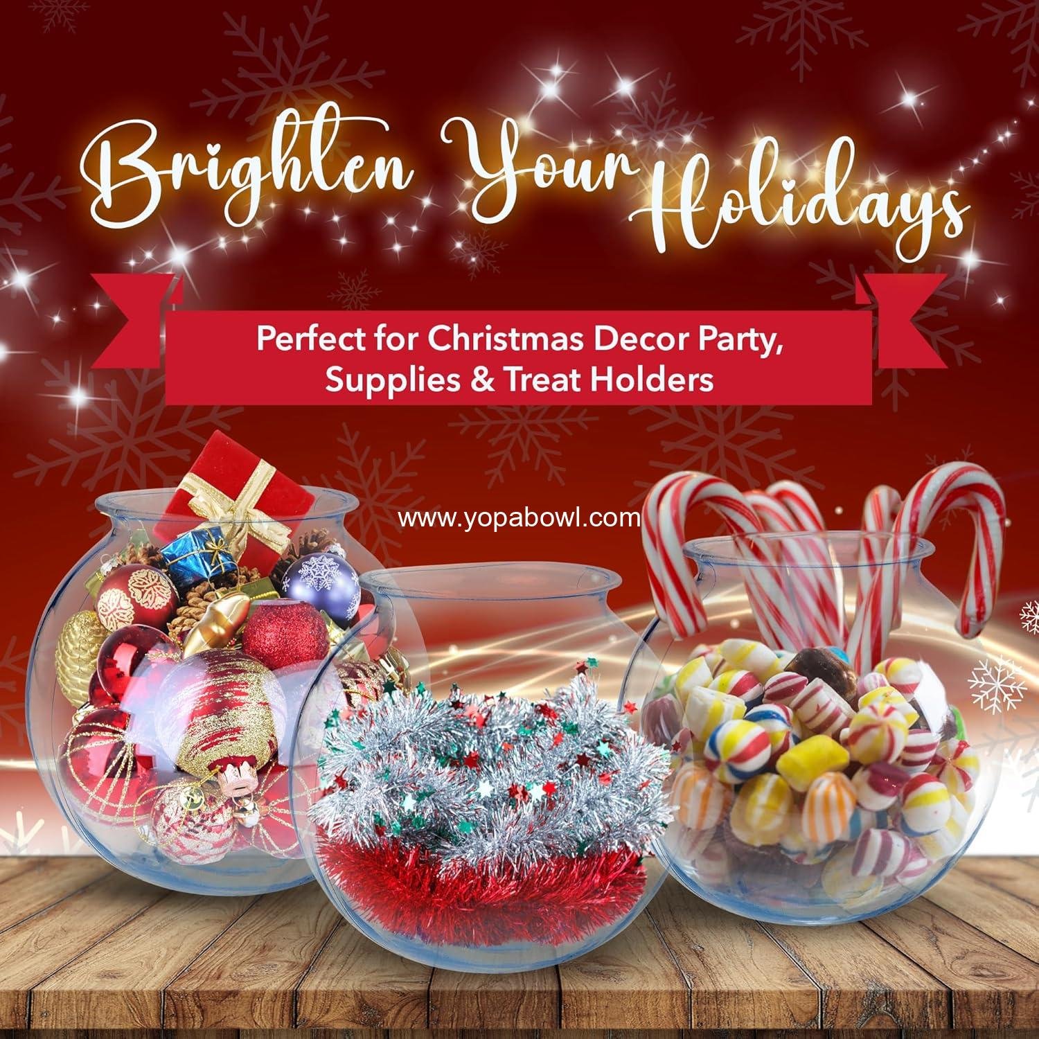 Wholesale Plastic Ivy Bowls - 12 Pack - 16 Oz Fish Bowls for Drinks and Home Décor, Unbreakable Centerpiece, Carnival Game Accessory, Candy Dishes, Party Supplies, Sweet Treats Factory