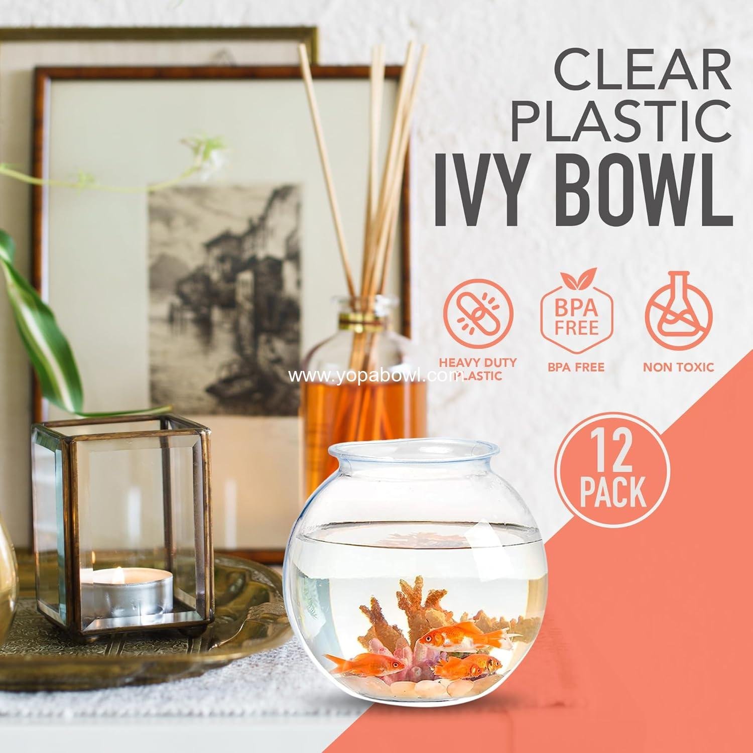 Wholesale Plastic Ivy Bowls - 12 Pack - 16 Oz Fish Bowls for Drinks and Home Décor, Unbreakable Centerpiece, Carnival Game Accessory, Candy Dishes, Party Supplies, Sweet Treats Factory