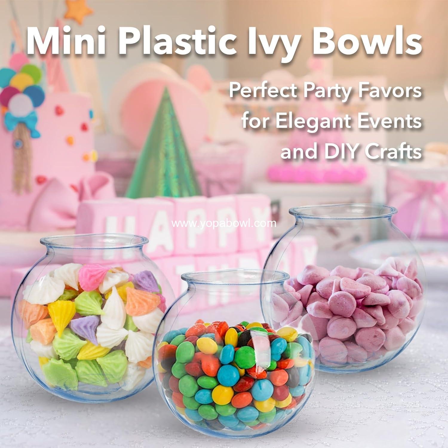 Wholesale Plastic Ivy Bowls - 12 Pack - 16 Oz Fish Bowls for Drinks and Home Décor, Unbreakable Centerpiece, Carnival Game Accessory, Candy Dishes, Party Supplies, Sweet Treats Factory