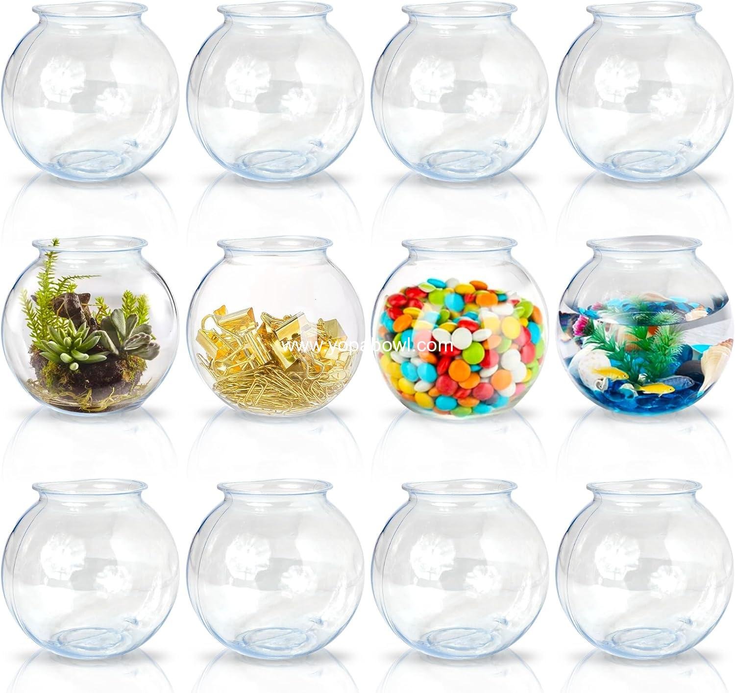 Plastic Ivy Bowls - 12 Pack - 16 Oz - Fish Bowl for Drinks, Home Décor, Unbreakable Centerpiece, Carnival Game Accessory, Candy Dishes, Ornament Holder, Party Supplies, Sweet Treats