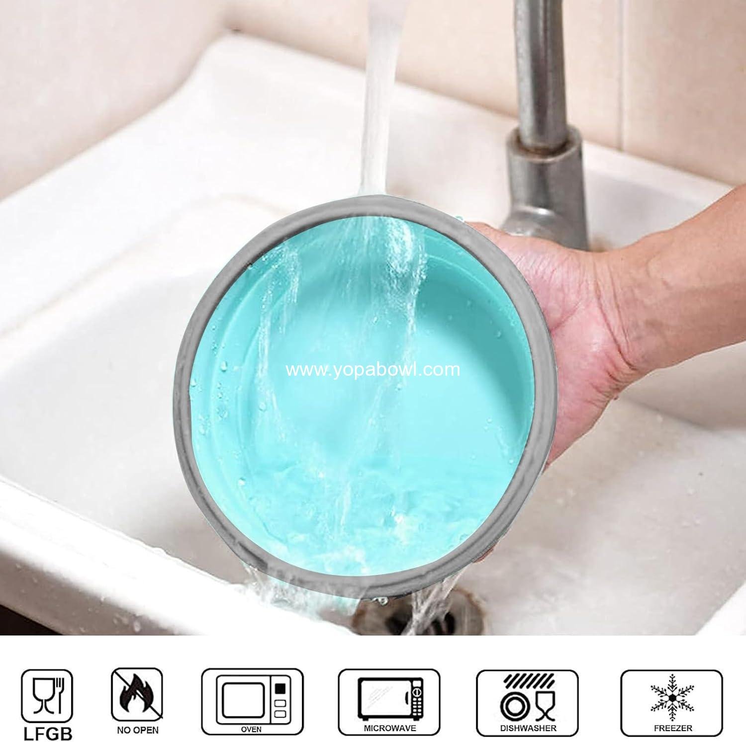 OEM 2 Pcs Collapsible Silicone Bowls with Lids, Foldable Meal Prep Containers, Reusable Food Storage for Camping, RV, Microwave & Freezer Safe - Factory