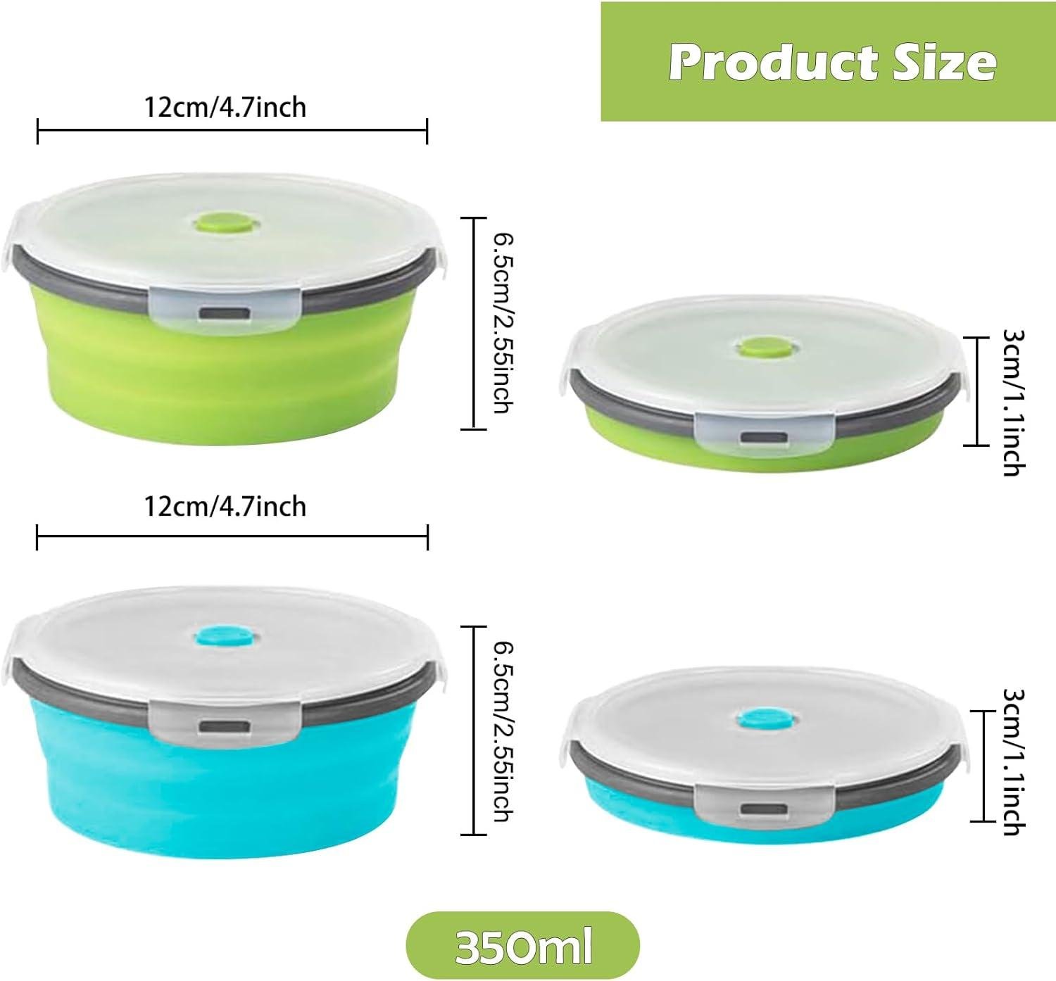 OEM 2 Pcs Collapsible Silicone Bowls with Lids, Foldable Meal Prep Containers, Reusable Food Storage for Camping, RV, Microwave & Freezer Safe - Factory