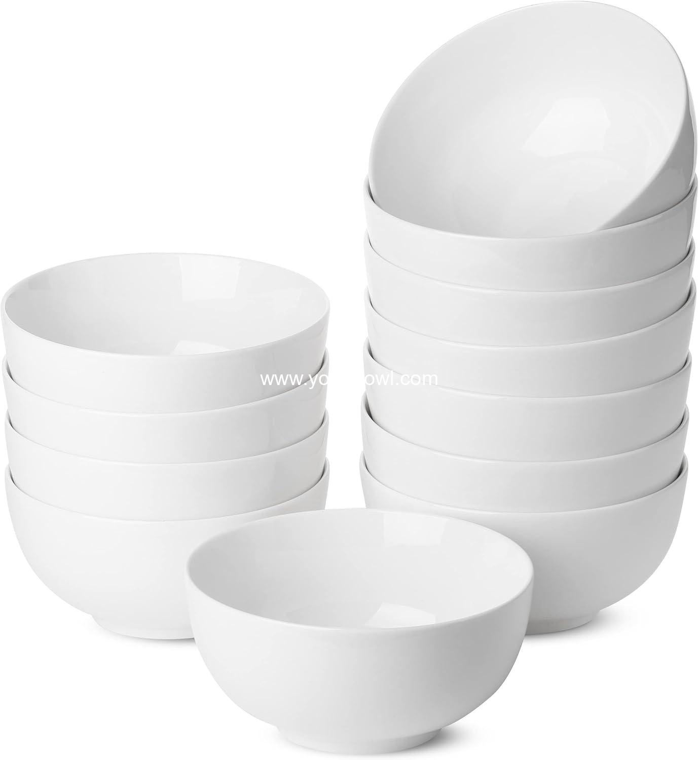 BTaT- White Soup Bowls Set of 12, 16 Ounces, Porcelain Dishes for Soup, Rice, Salad, Noodle, Microwave, Oven, Freezer & Dishwasher Safe, Deep White Cereal Bowls for Kitchen, Christmas Gifts