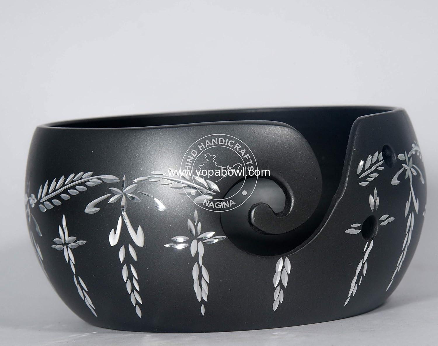 OEM Aluminium Yarn Bowl - Handmade Knitting and Crochet Storage, Portable Metal Holder with Silver Engraving, Smooth Finish, 6