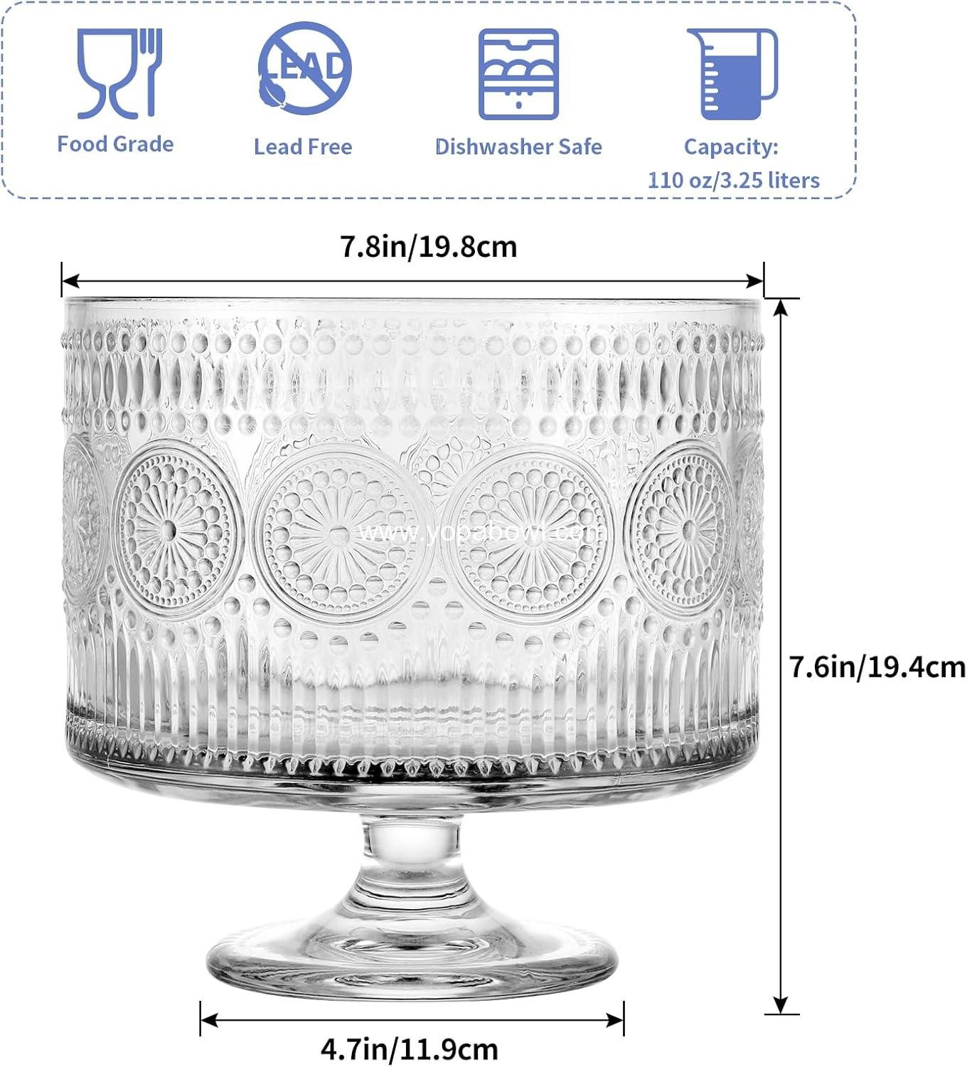 Wholesale 110 oz Glass Trifle Bowl with Pedestal, Serving Dish for Layered Desserts, Fruit, Salads - Factory