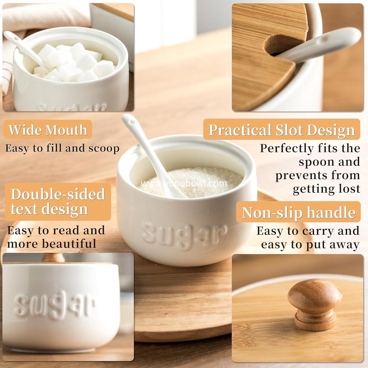 Wholesale Ceramic Sugar Bowl with Lid and Spoon, 17 oz Sugar Jar, Stylish Sugar Container for Coffee Bar and Kitchen Countertop, Farmhouse Azucarera - Factory Wholesale Ceramic Sugar Bowl with Lid and Spoon, 17 oz Sugar Jar, Stylish Sugar Container for Coffee Bar and Kitchen Countertop, Farmhouse Azucarera - Factory