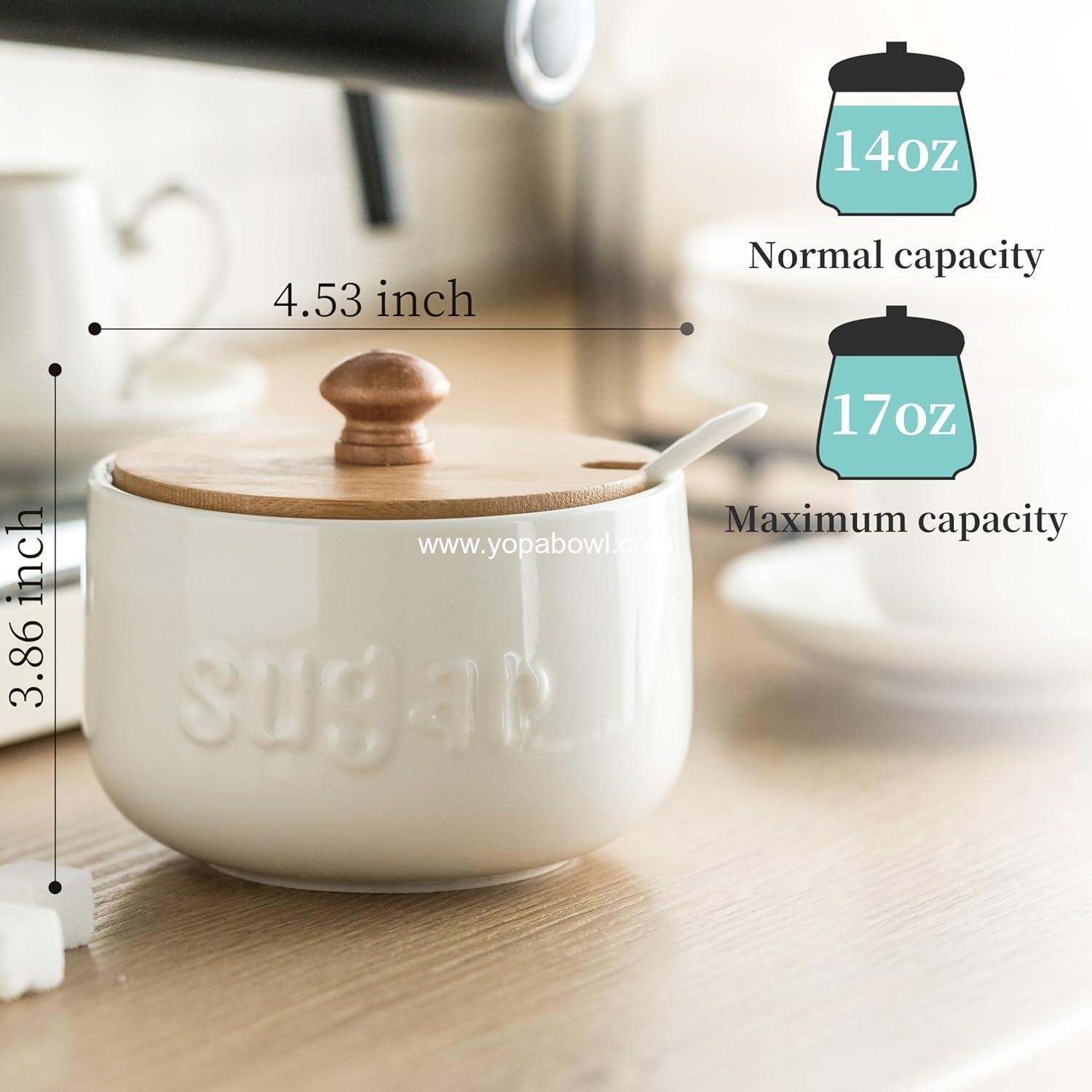 Wholesale Ceramic Sugar Bowl with Lid and Spoon, 17 oz Sugar Jar, Stylish Sugar Container for Coffee Bar and Kitchen Countertop, Farmhouse Azucarera - Factory Wholesale Ceramic Sugar Bowl with Lid and Spoon, 17 oz Sugar Jar, Stylish Sugar Container for Coffee Bar and Kitchen Countertop, Farmhouse Azucarera - Factory