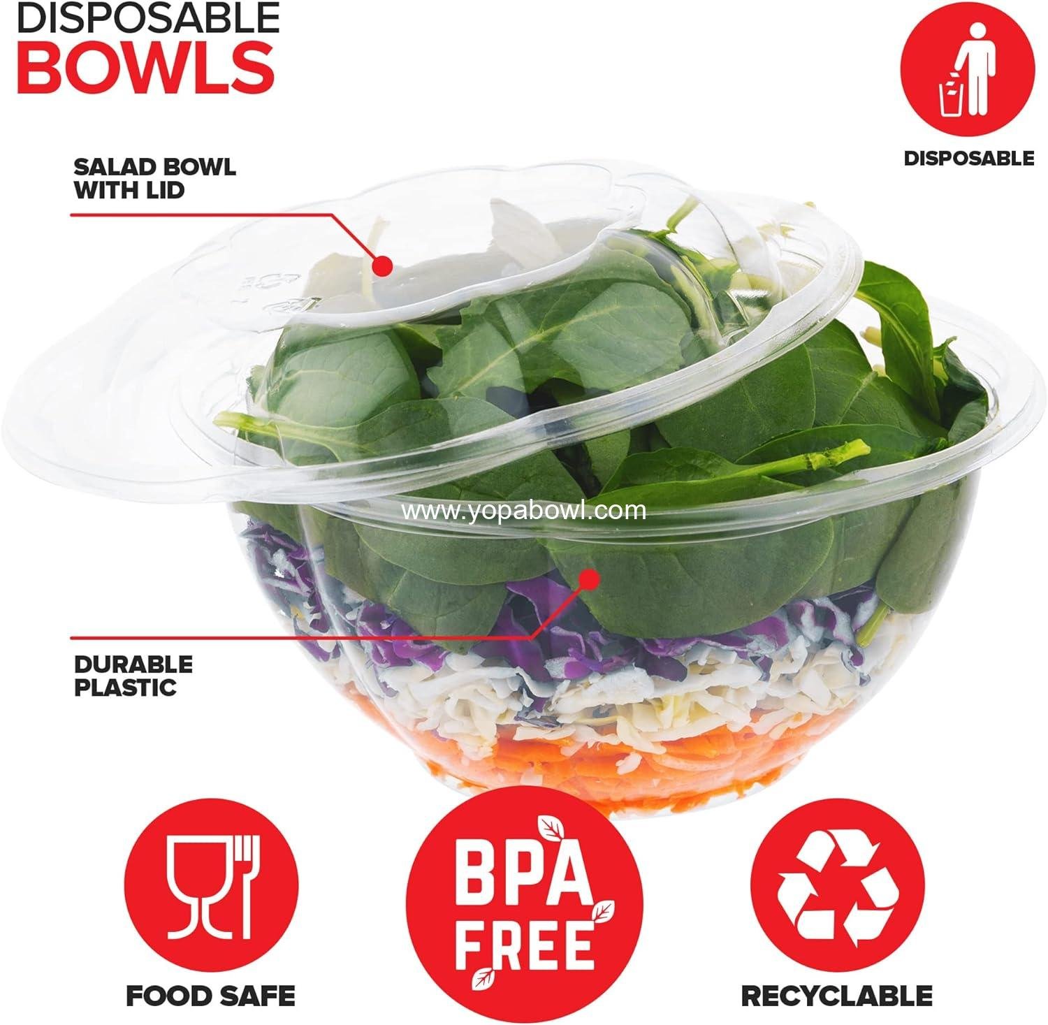 Wholesale 32oz Clear Plastic Salad Bowls with Lids Disposable (50 Pack) Medium Takeout Containers with Snap on Lid for Fruit Salads, Quinoa, Lunch, Meal Prep, Acai Bowls, To-Go Party Containers Factory Wholesale 32oz Clear Plastic Salad Bowls with Lids Disposable (50 Pack) Medium Takeout Containers with Snap on Lid for Fruit Salads, Quinoa, Lunch, Meal Prep, Acai Bowls, To-Go Party Containers Factory