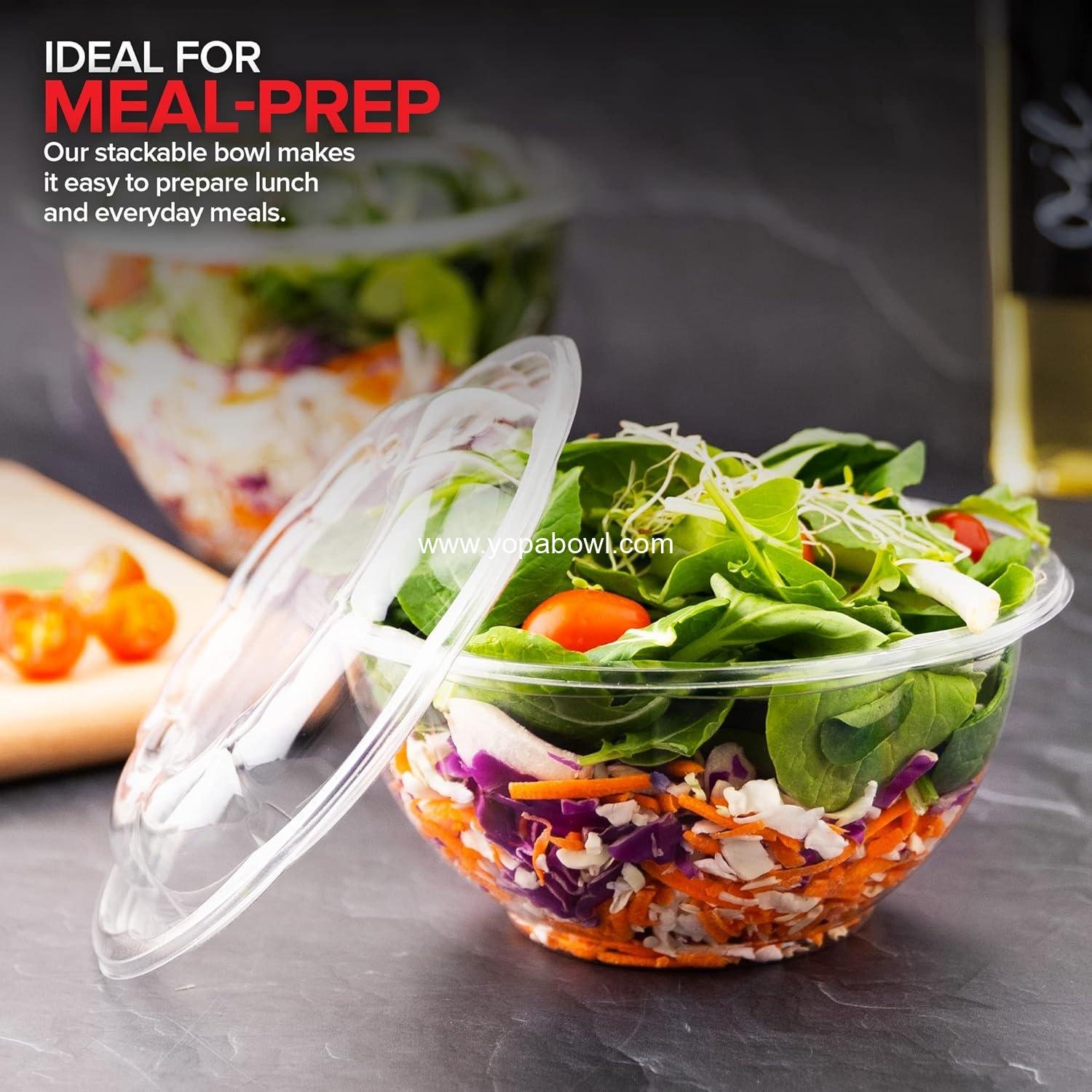 Wholesale 32oz Clear Plastic Salad Bowls with Lids Disposable (50 Pack) Medium Takeout Containers with Snap on Lid for Fruit Salads, Quinoa, Lunch, Meal Prep, Acai Bowls, To-Go Party Containers Factory Wholesale 32oz Clear Plastic Salad Bowls with Lids Disposable (50 Pack) Medium Takeout Containers with Snap on Lid for Fruit Salads, Quinoa, Lunch, Meal Prep, Acai Bowls, To-Go Party Containers Factory