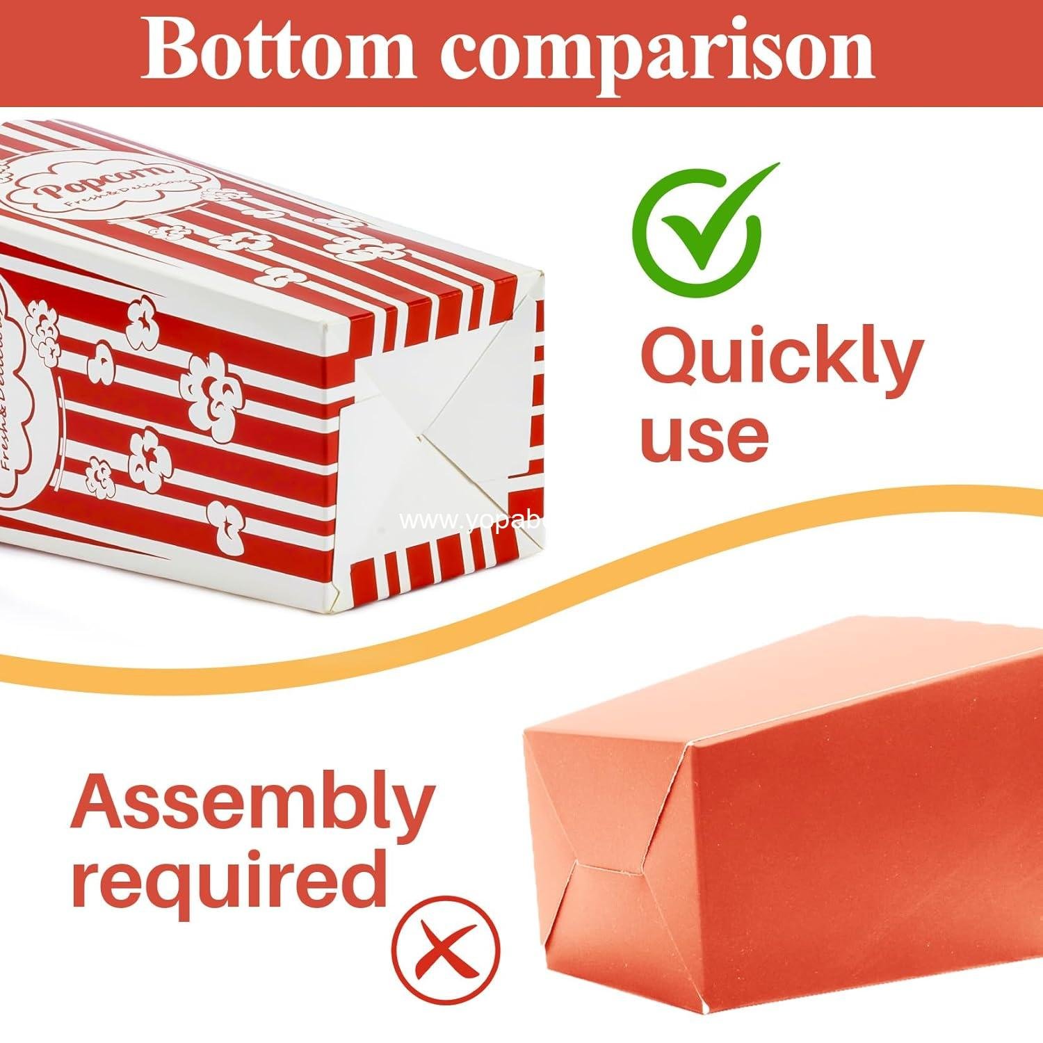 Wholesale 46oz Popcorn Boxes - Easy Assembly Square Bowls for Parties, Halloween, Christmas, and Movie Nights - Disposable Containers for Individual Servings - Factory