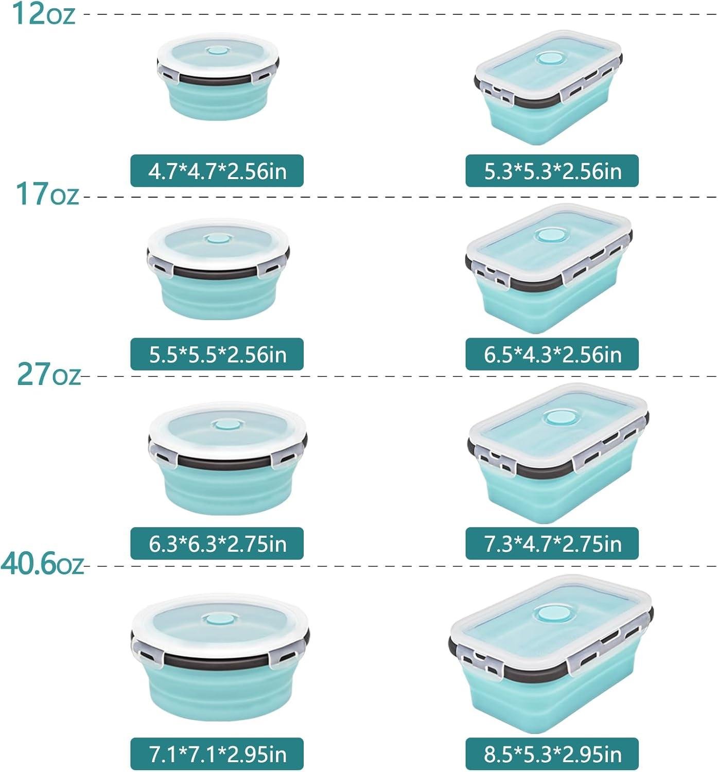 Wholesale 8 Collapsible Silicone Food Storage Containers, RV Collapsible Bowls, Camping Storage Solutions - Factory