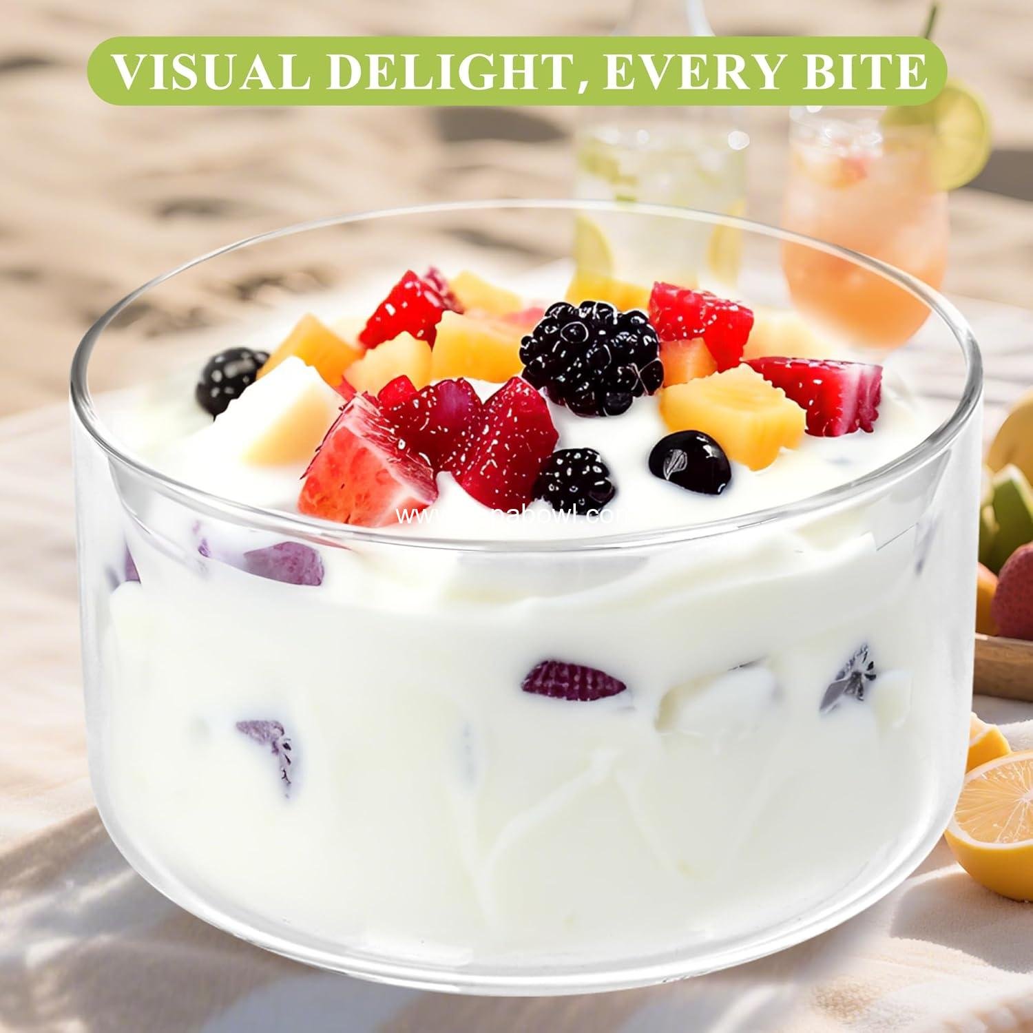 Wholesale 155oz Glass Trifle Bowl - Large Serving Bowl for Popcorn, Cake, Salad, Fruit, Baking, Dessert, and Party DIY, BPA Free, Oven and Dishwasher Safe - Factory