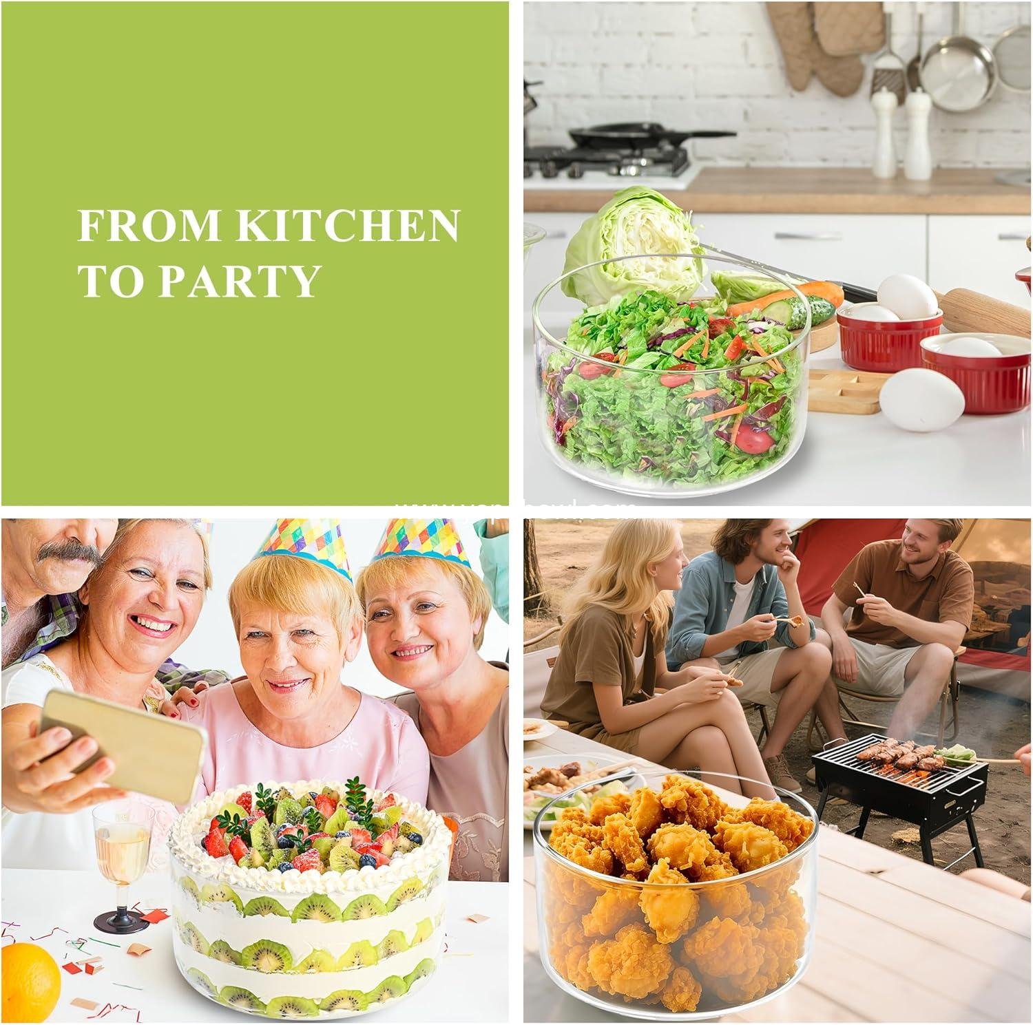 Wholesale 155oz Glass Trifle Bowl - Large Serving Bowl for Popcorn, Cake, Salad, Fruit, Baking, Dessert, and Party DIY, BPA Free, Oven and Dishwasher Safe - Factory