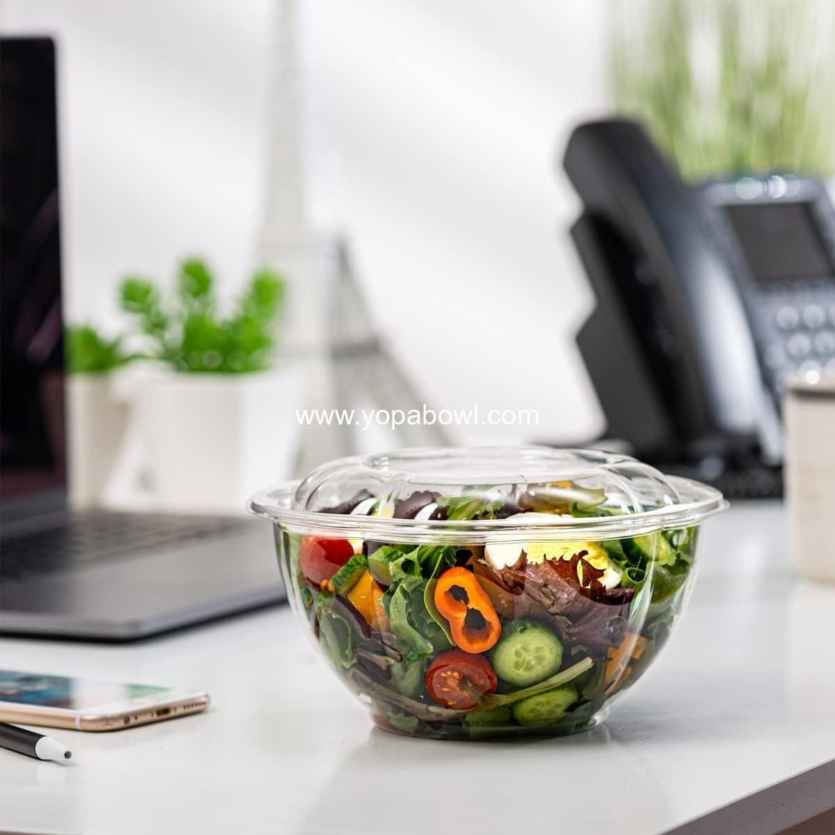 Wholesale Clear Plastic Salad Bowls with Lids [32 oz., 50 Count] - Disposable Containers for Lunch, Takeout, and Meal Prep Factory