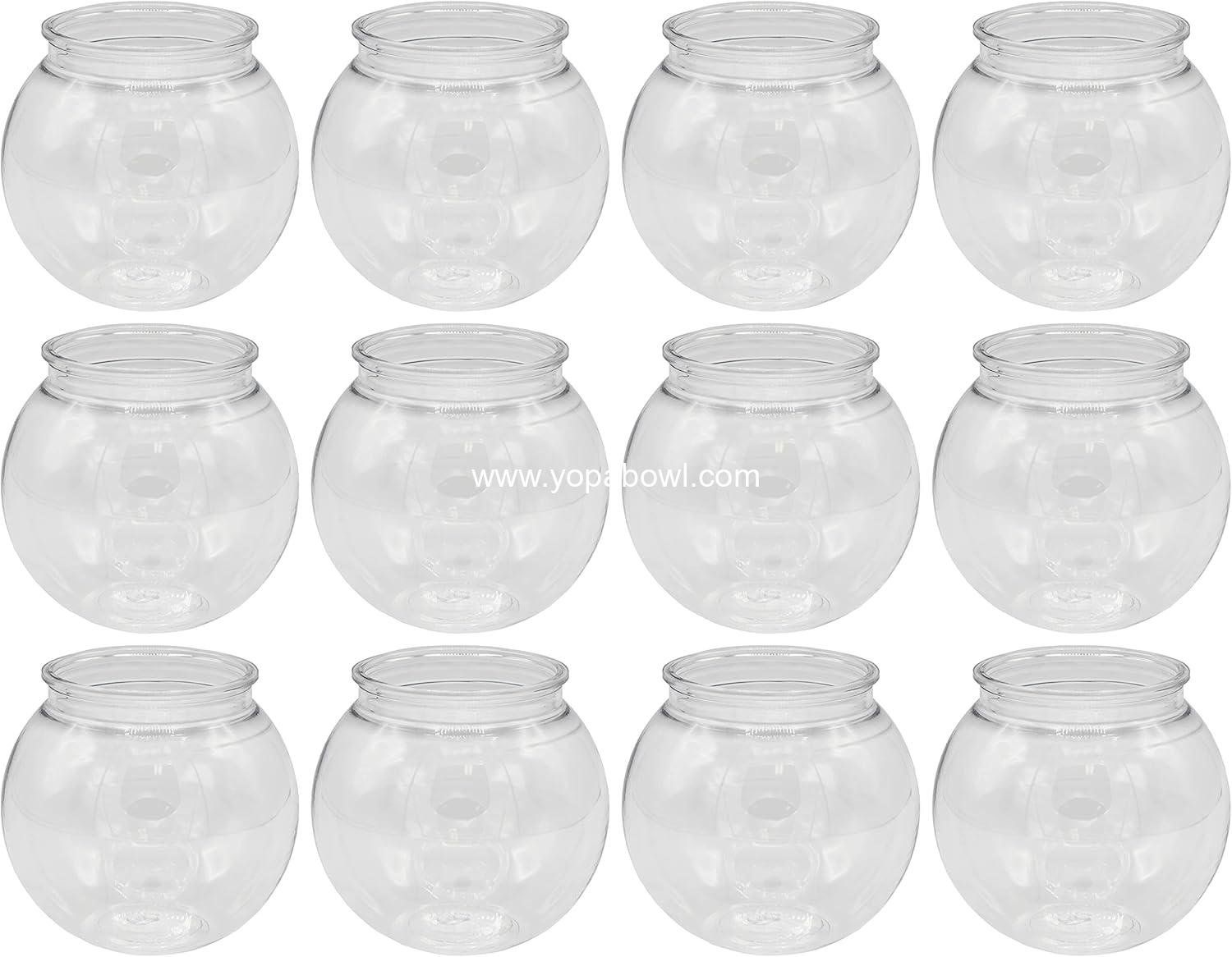 Wholesale 16 oz Clear Plastic Fish Bowls - 4 Inch Shatterproof Ivy Bowls for Carnival Games, Drinks, Candy & More - Pack of 12 Factory
