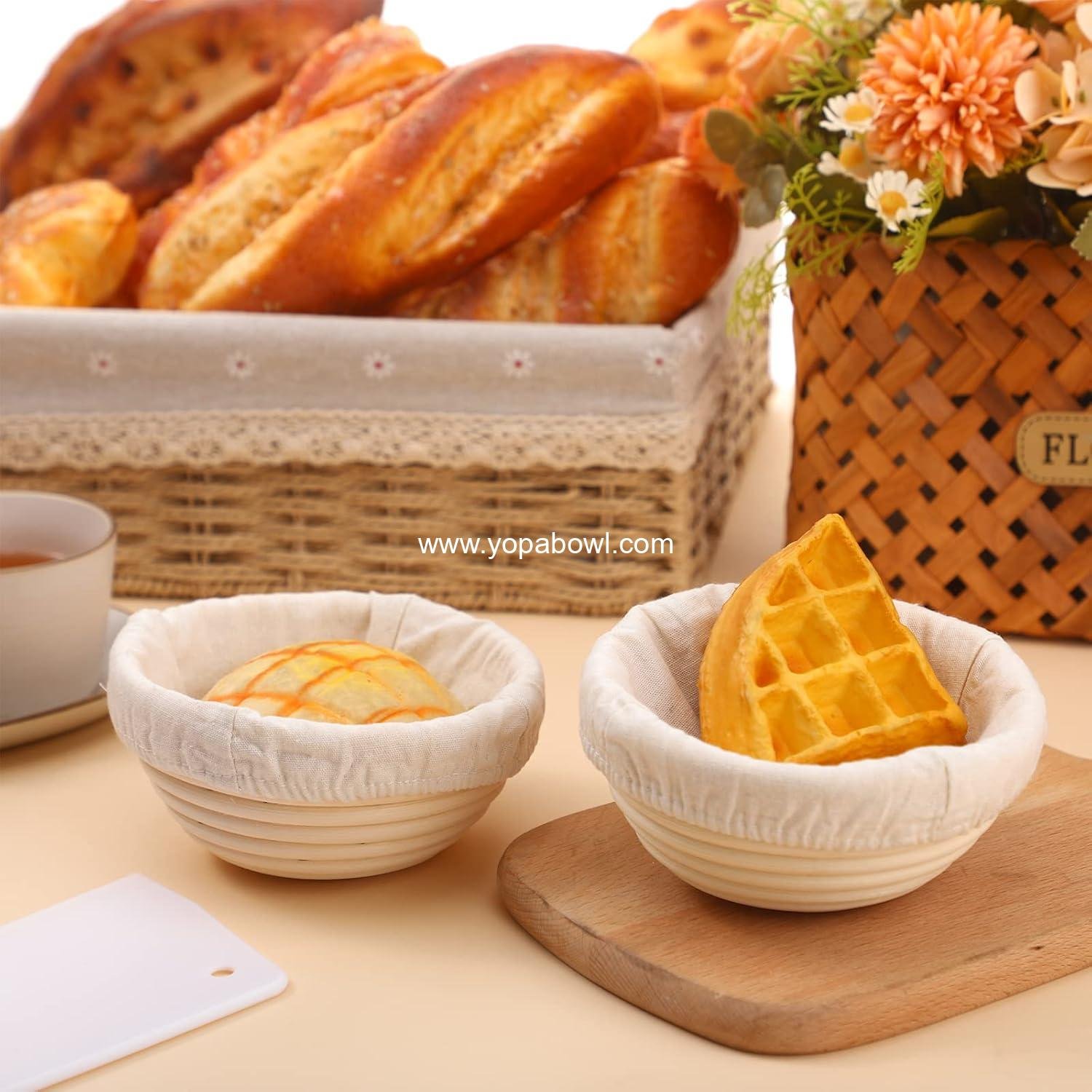 Wholesale 10 Pcs Round Bread Banneton Proofing Basket Set with Liner and Scraper Tool for Sourdough Baking (5 Inch) - Manufacturer Wholesale 10 Pcs Round Bread Banneton Proofing Basket Set with Liner and Scraper Tool for Sourdough Baking (5 Inch) - Manufacturer