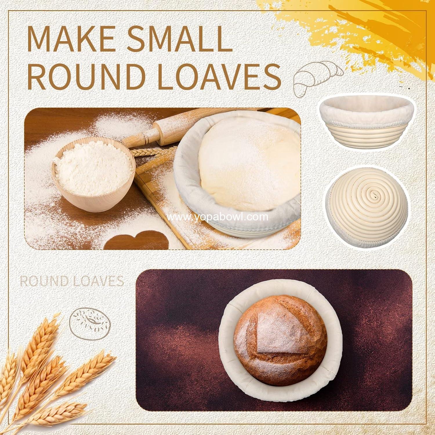 Wholesale 10 Pcs Round Bread Banneton Proofing Basket Set with Liner and Scraper Tool for Sourdough Baking (5 Inch) - Manufacturer Wholesale 10 Pcs Round Bread Banneton Proofing Basket Set with Liner and Scraper Tool for Sourdough Baking (5 Inch) - Manufacturer