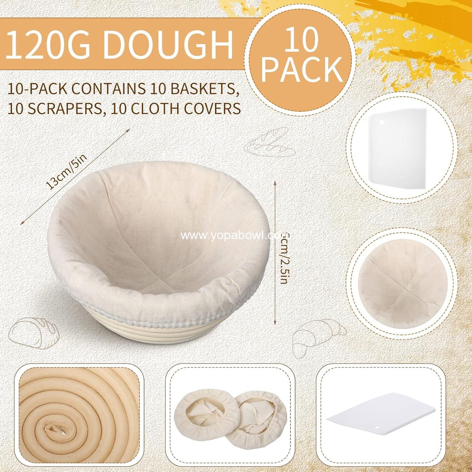 Wholesale 10 Pcs Round Bread Banneton Proofing Basket Set with Liner and Scraper Tool for Sourdough Baking (5 Inch) - Manufacturer Wholesale 10 Pcs Round Bread Banneton Proofing Basket Set with Liner and Scraper Tool for Sourdough Baking (5 Inch) - Manufacturer