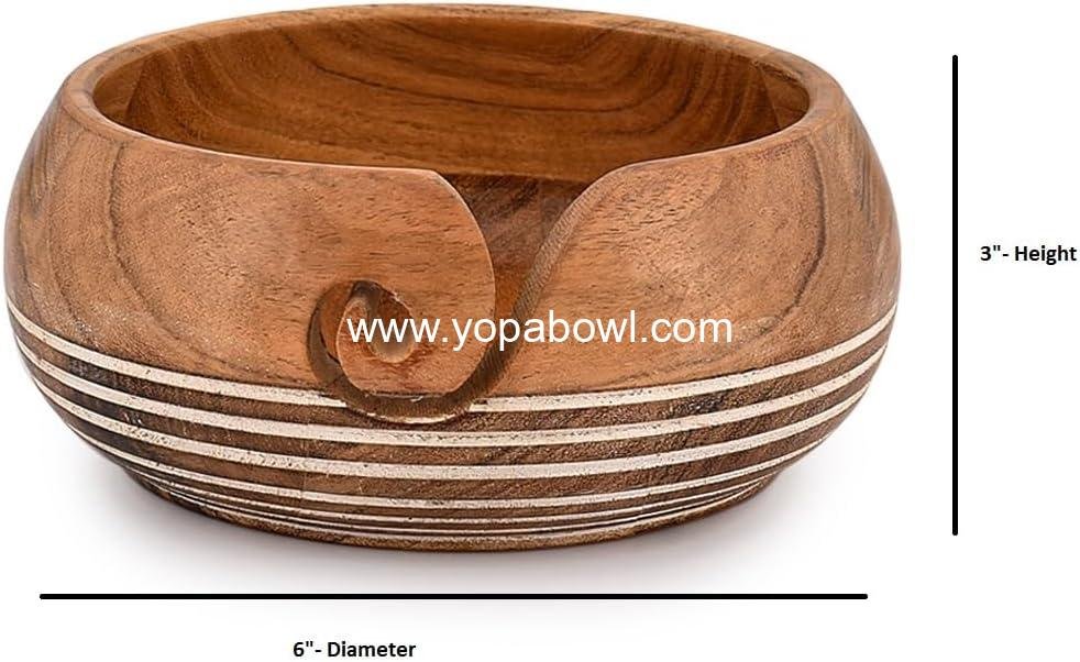 Wholesale Hand Made Yarn Bowl for Crocheting & Knitting - Acacia Wood, 6