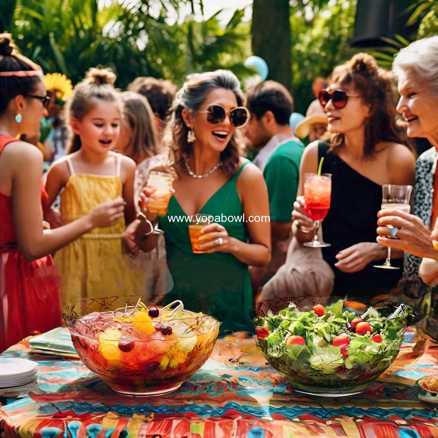 Wholesale Hard Plastic 12-Quart Embossed Punch Bowl Clear - Factory