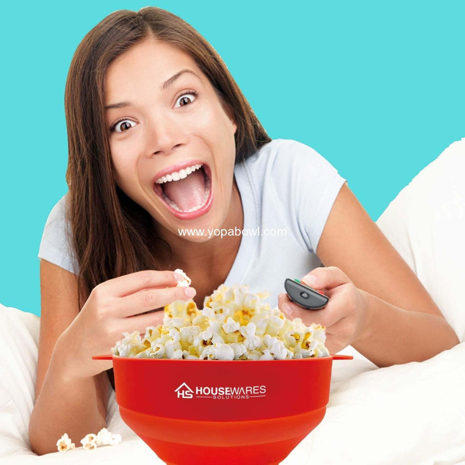 Wholesale Collapsible Silicone Microwave Popcorn Popper Bowl with Lid and Handles - 2.5 Quart - Red Manufacturer