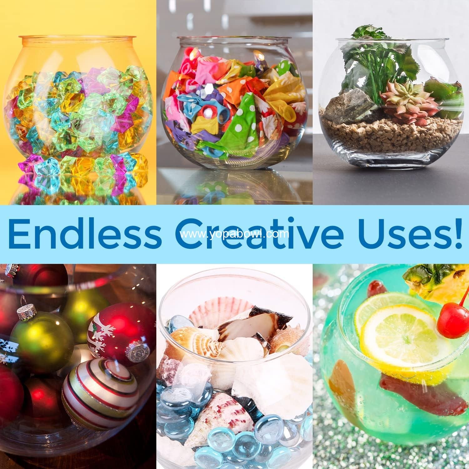 Wholesale 6 Pack 27 Ounce Mini Plastic Fish Bowls - Fun Sized Drink Bowls for Parties - Clear Vases for Stunning Centerpieces - Craft Round Vase Factory