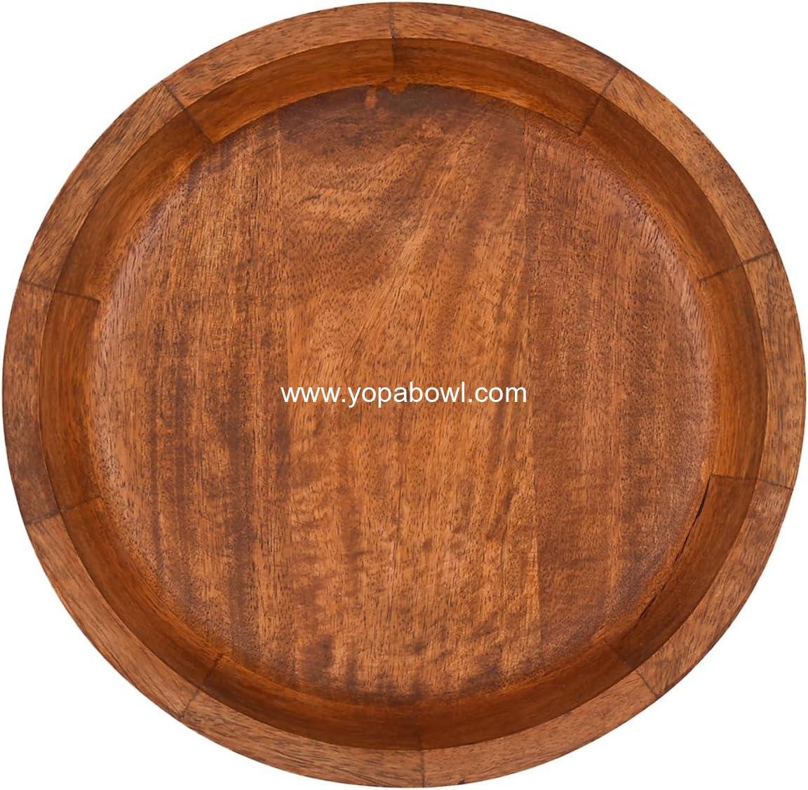 Wholesale Decorative Round Carved Mango Wood Bowl for Centerpiece Decoration, 10