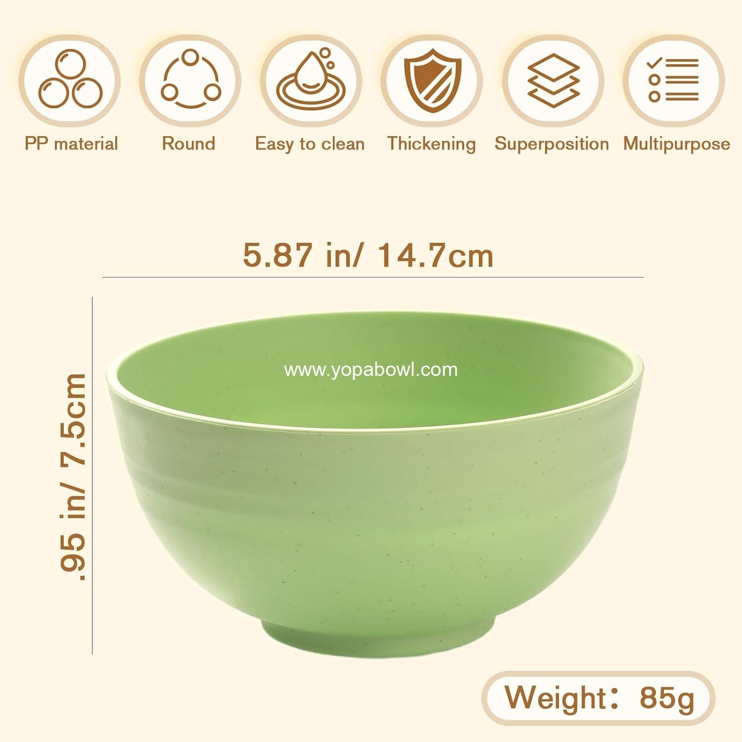 OEM Wheat Straw Bowls - 6 Piece Set 26oz Unbreakable, Microwave & Dishwasher Safe Eco-Friendly Cereal, Soup, Salad, Fruit, Snack & Oatmeal Bowls in 6 Colors, BPA Free, Lightweight Christmas Gifts for All Occasions Factory