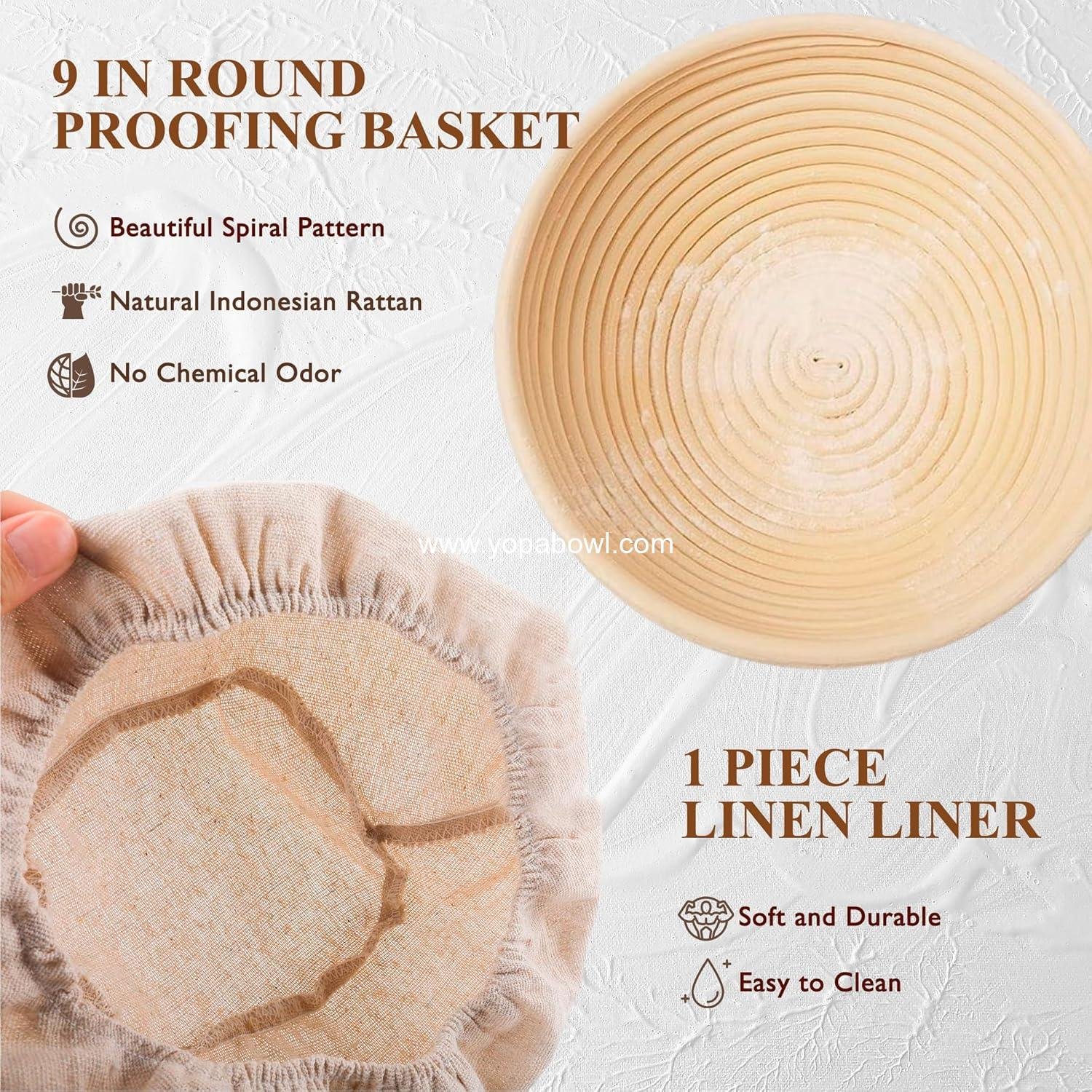 Wholesale Sourdough Starter Kit - 9'' Round Proofing Basket with Glass Starter Jar and Baking Supplies for Bread Making and Fermentation Factory Wholesale Sourdough Starter Kit - 9'' Round Proofing Basket with Glass Starter Jar and Baking Supplies for Bread Making and Fermentation Factory