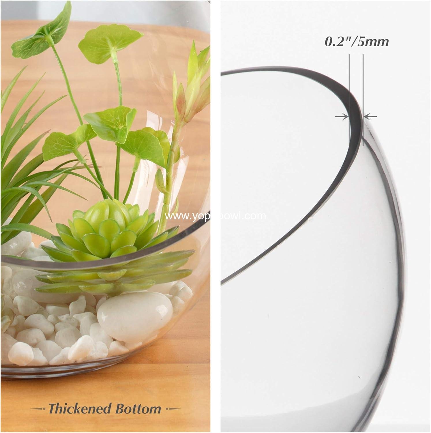 Wholesale Clear Slant Cut Bowl Glass Vase - 7 Wholesale Clear Slant Cut Bowl Glass Vase - 7