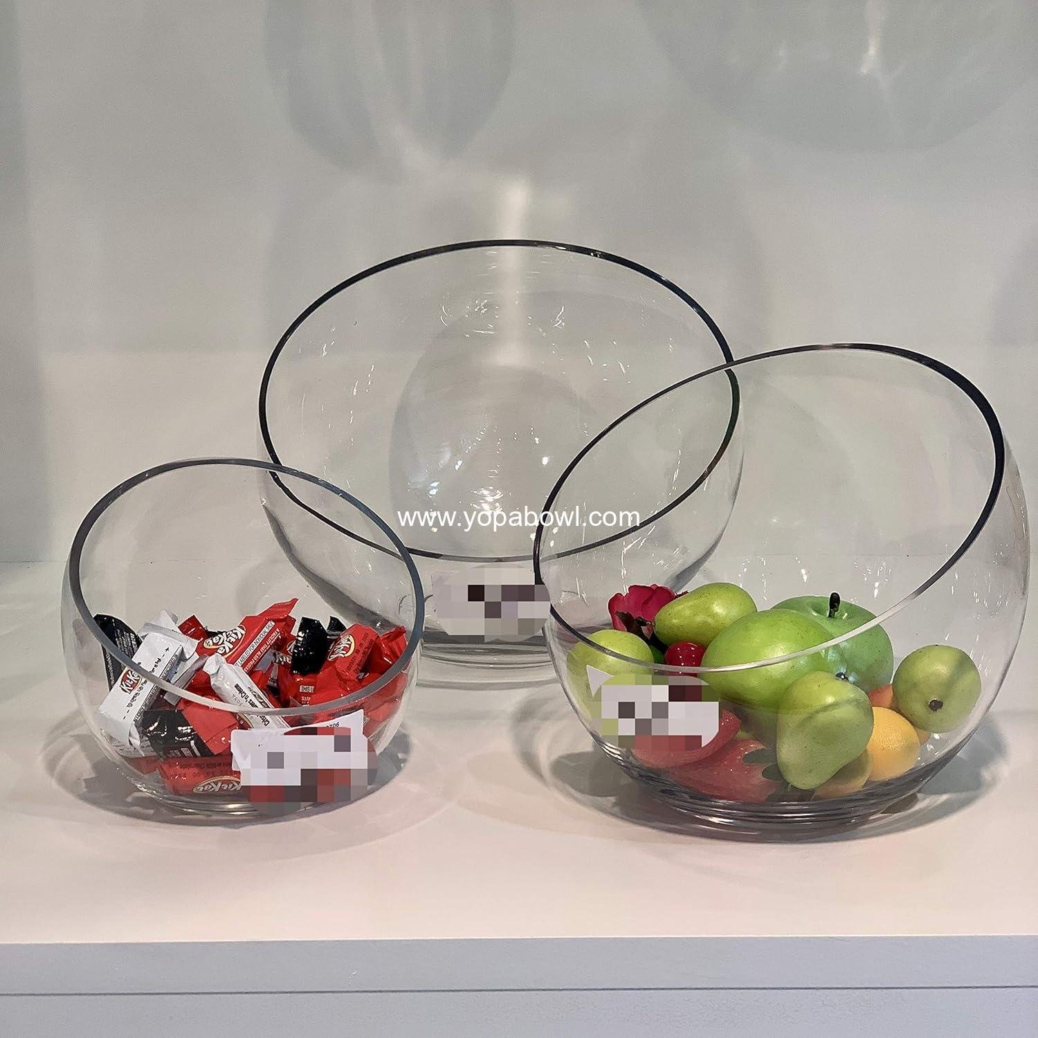 Wholesale Clear Slant Cut Bowl Glass Vase - 7 Wholesale Clear Slant Cut Bowl Glass Vase - 7