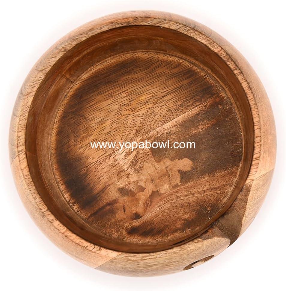 Wholesale Yarn Storage Mango Wood Bowl for Crocheting Accessories, Wool Organizer Round (7