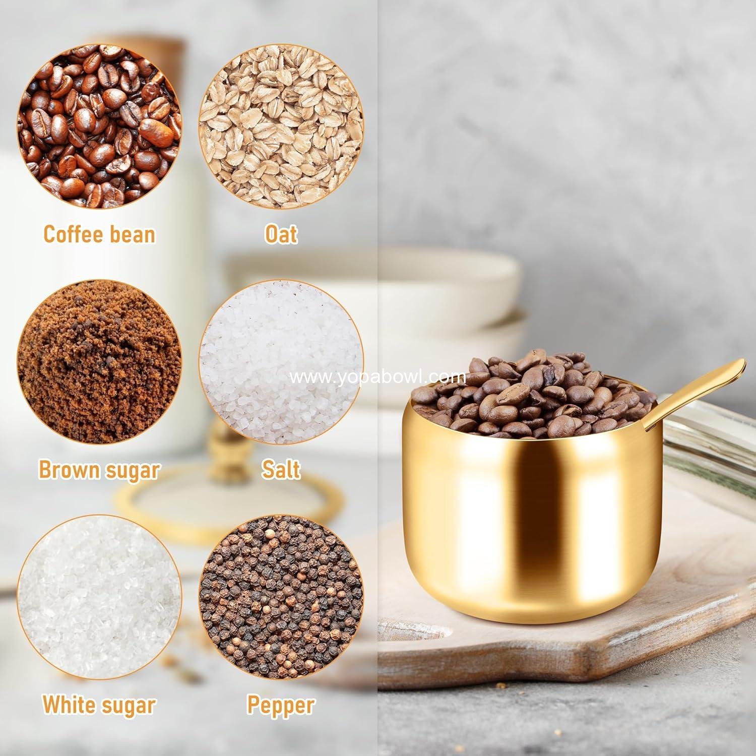 Wholesale Glass Sugar Container with Lid and Spoon - 10oz Gold Sugar Bowl for Coffee Stations, Kitchen Storage for Salt, Candy, Coffee Beans (Gold) Manufacturer Wholesale Glass Sugar Container with Lid and Spoon - 10oz Gold Sugar Bowl for Coffee Stations, Kitchen Storage for Salt, Candy, Coffee Beans (Gold) Manufacturer