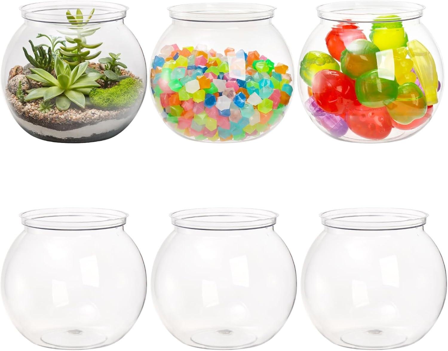 Wholesale 6 Pack Mini Fish Bowls, 26 Oz Unbreakable Bubble Ball Vases for Party Decor, Carnival Games, Candy, Table Centerpiece, BPA Free, Clear Factory