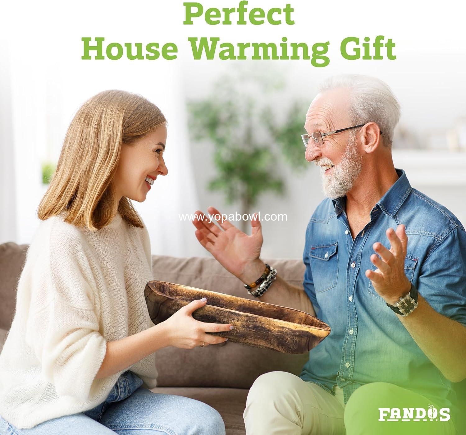 Wholesale Hand-Carved Wooden Dough Bowl - 17¾