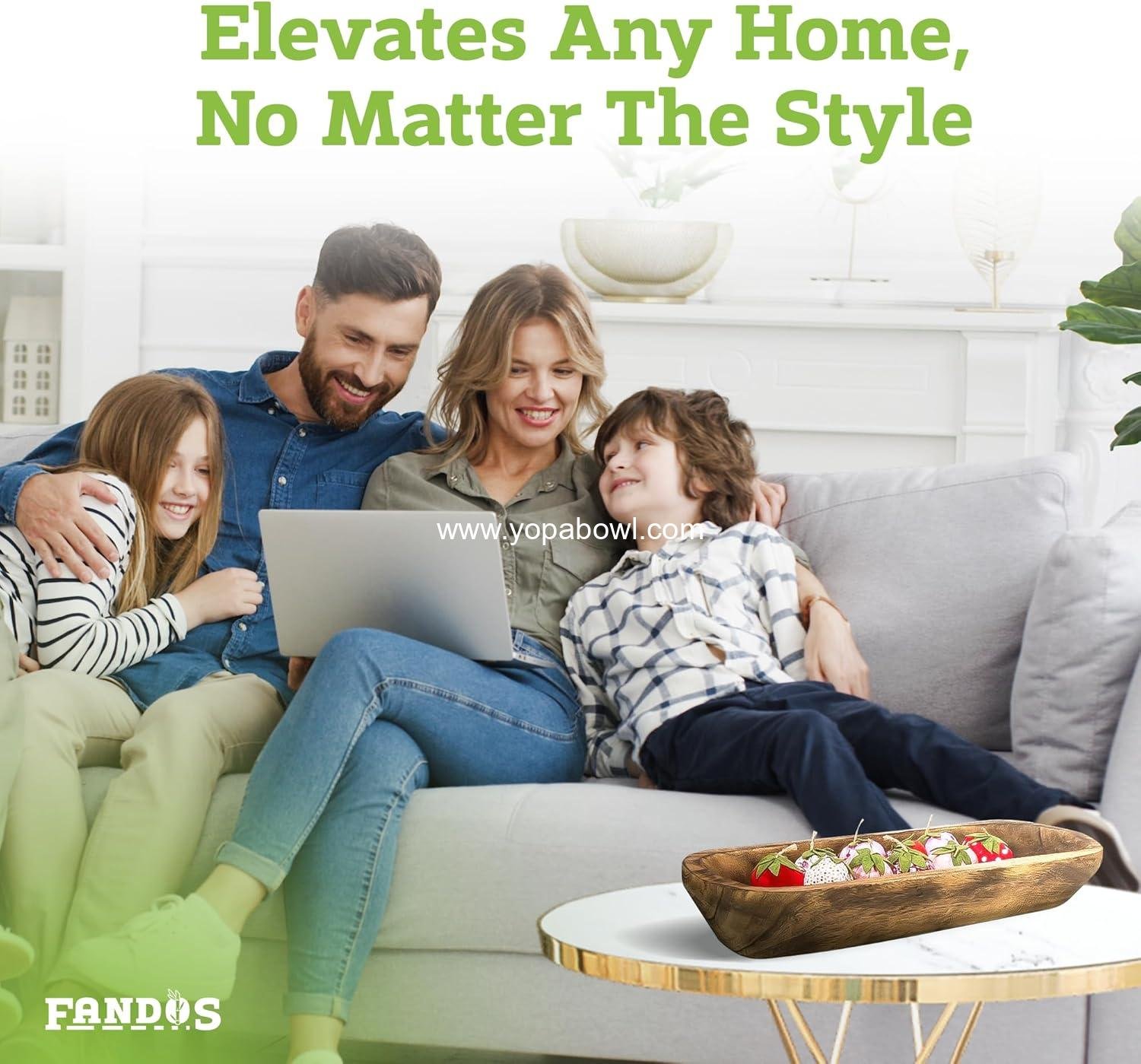 Wholesale Hand-Carved Wooden Dough Bowl - 17¾