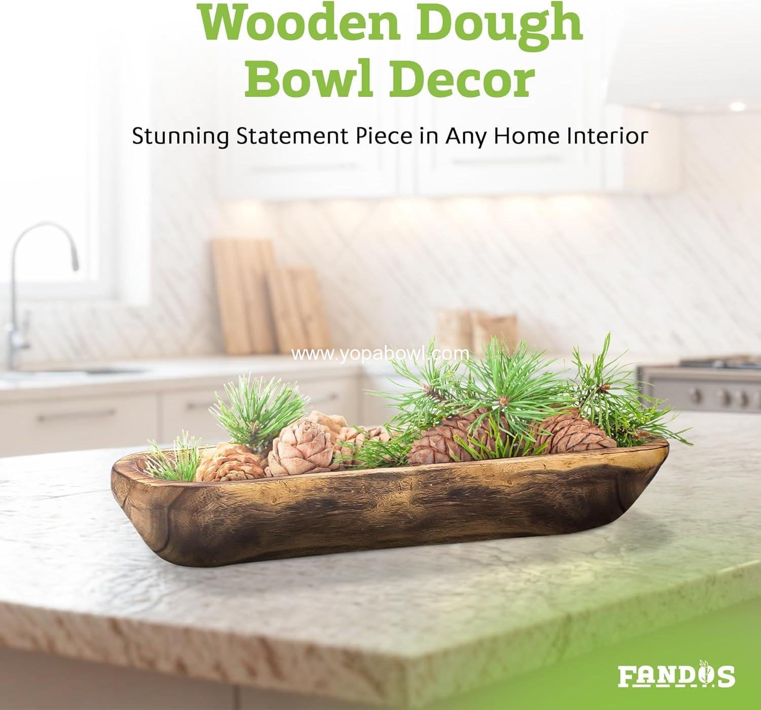 Wholesale Hand-Carved Wooden Dough Bowl - 17¾