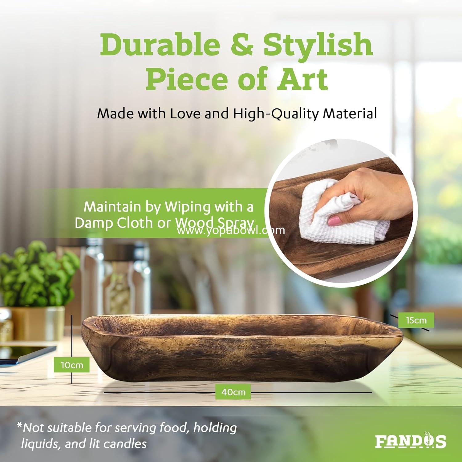 Wholesale Hand-Carved Wooden Dough Bowl - 17¾