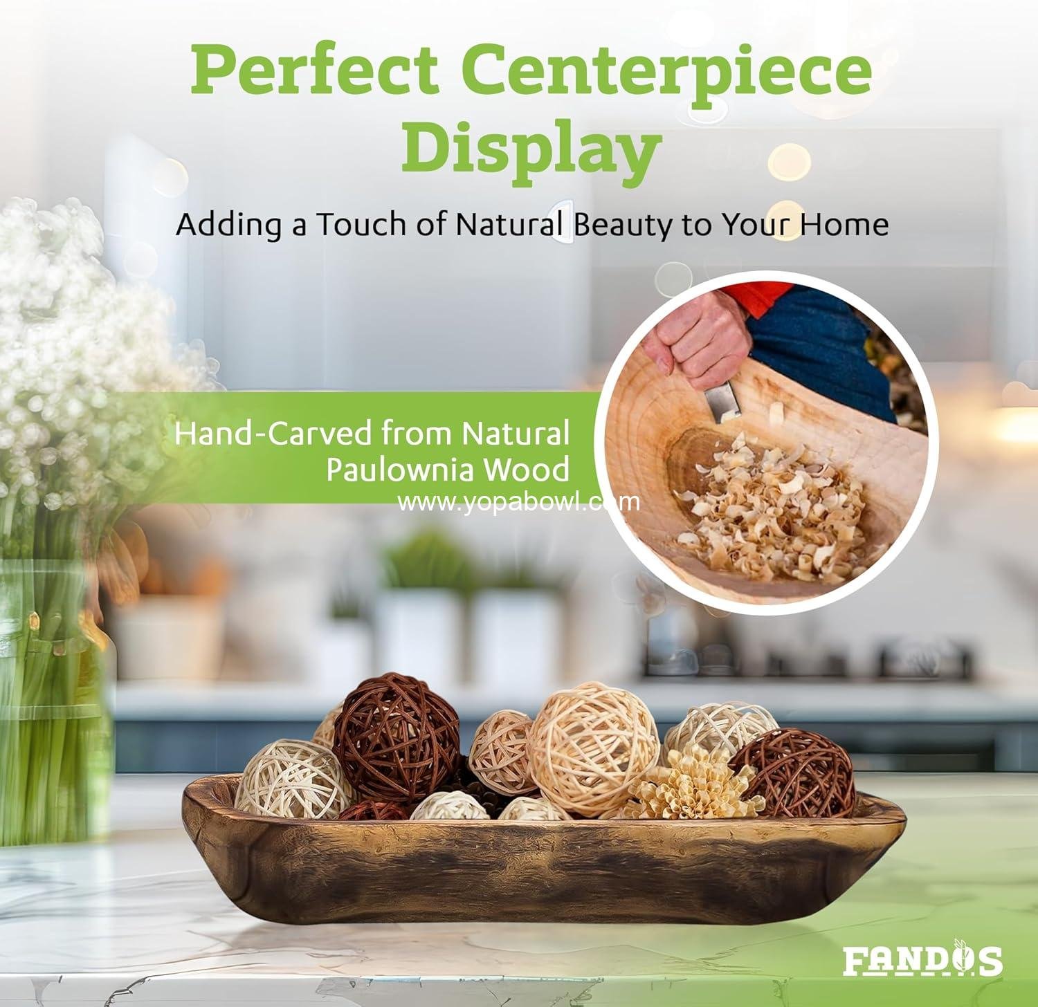 Wholesale Hand-Carved Wooden Dough Bowl - 17¾