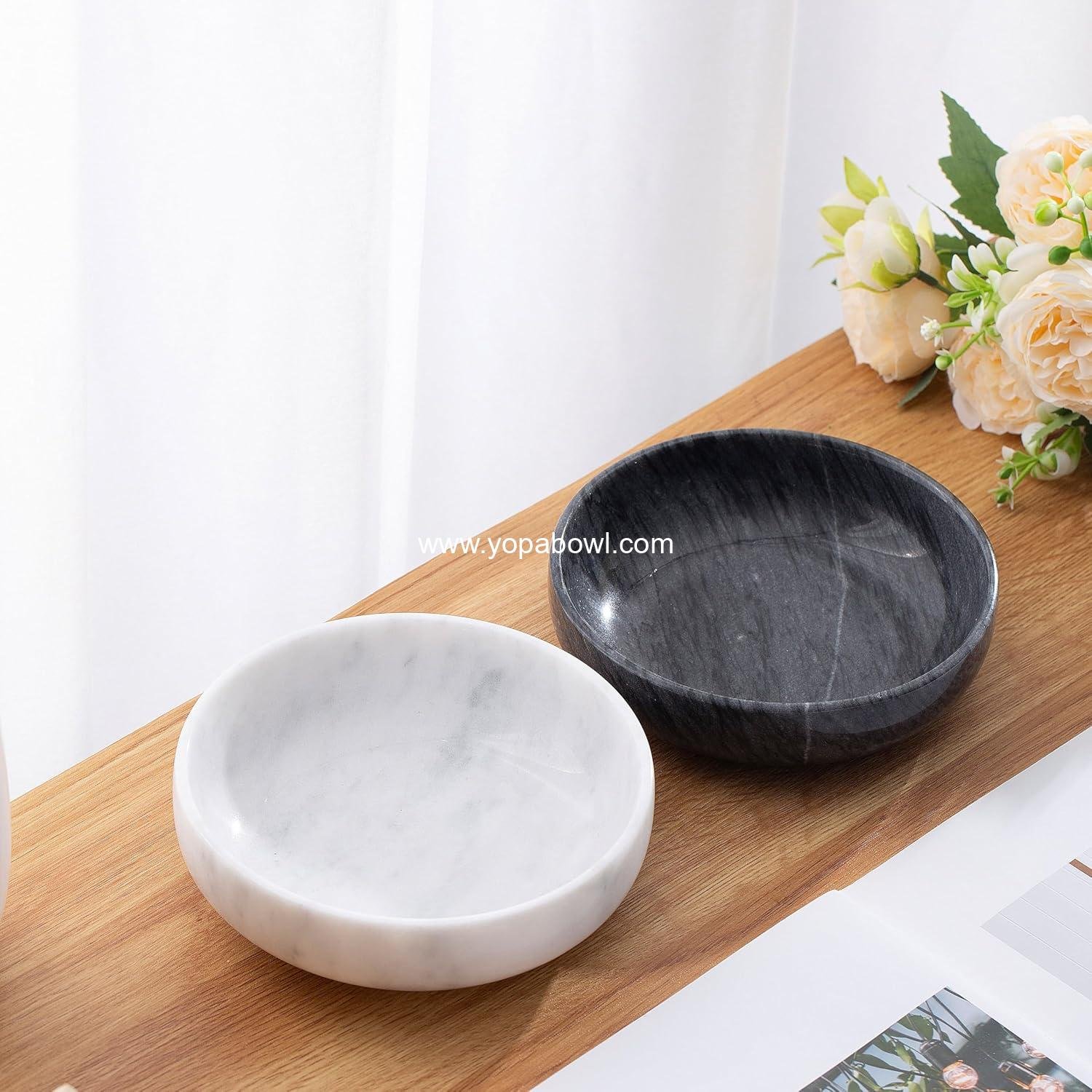 Wholesale 5.91'' Large Decorative Marble Bowl for Home Decor, Key Holder, Incense Burner, Smudge Accessory, Coffee Table Centerpiece, Soap Serving (Black) Factory