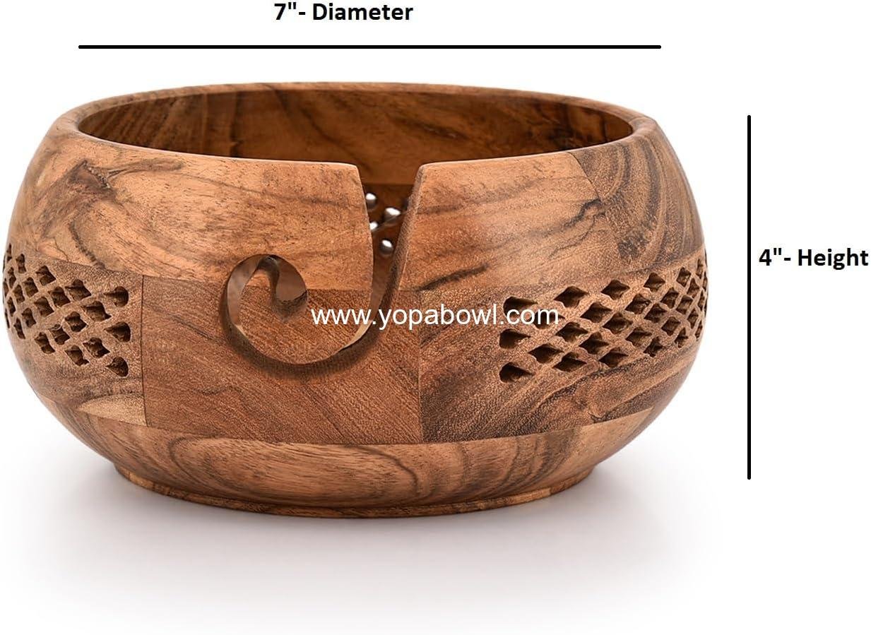 Wholesale Wooden Yarn Bowl for Knitting and Crochet Accessories Organizer - Handcrafted (7