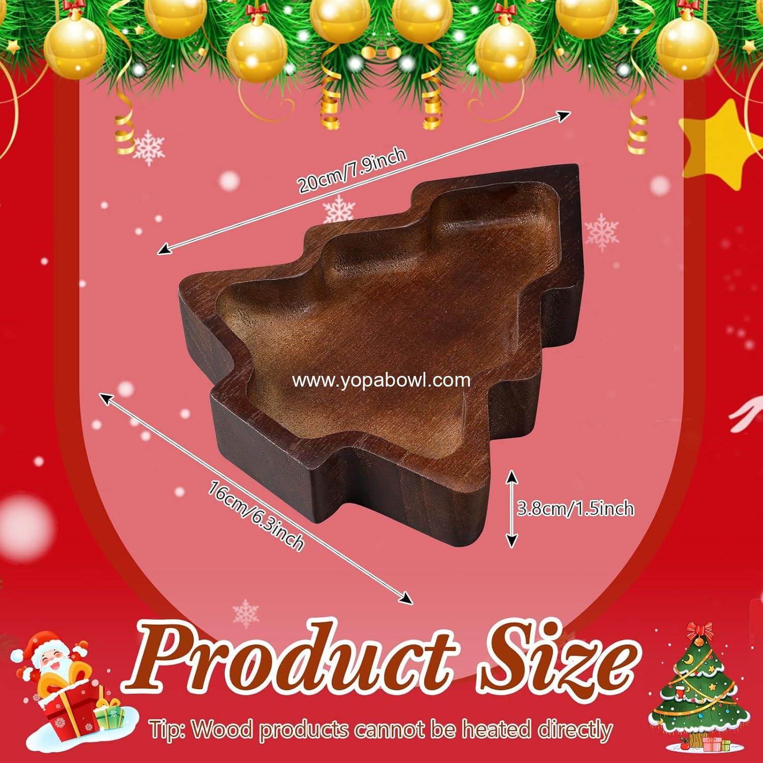 Wholesale 8 Pcs Christmas Wooden Candle Bowl Tray Dough Charcuterie Board Rustic Xmas Sushi Plate Hand Carved Paulownia Bowls for DIY Candles Decoration and Dining Factory