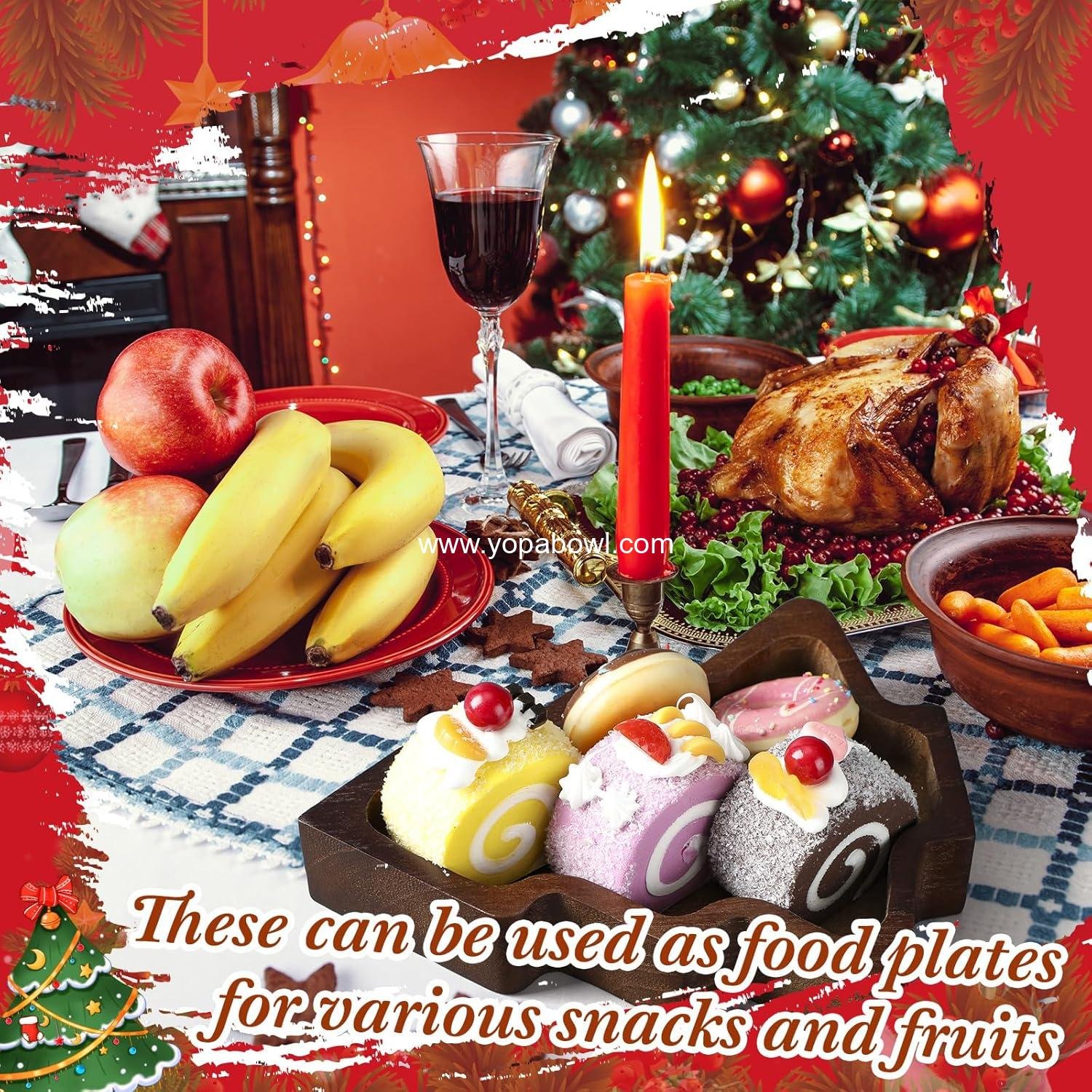 Wholesale 8 Pcs Christmas Wooden Candle Bowl Tray Dough Charcuterie Board Rustic Xmas Sushi Plate Hand Carved Paulownia Bowls for DIY Candles Decoration and Dining Factory