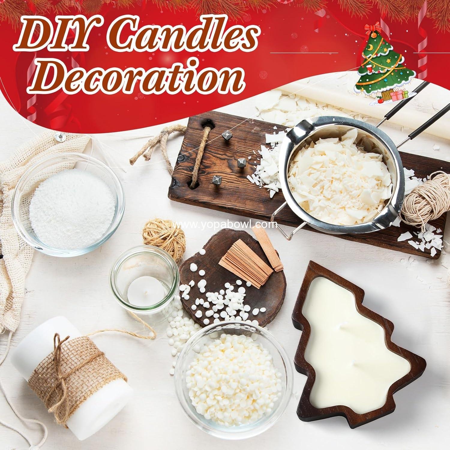 Wholesale 8 Pcs Christmas Wooden Candle Bowl Tray Dough Charcuterie Board Rustic Xmas Sushi Plate Hand Carved Paulownia Bowls for DIY Candles Decoration and Dining Factory