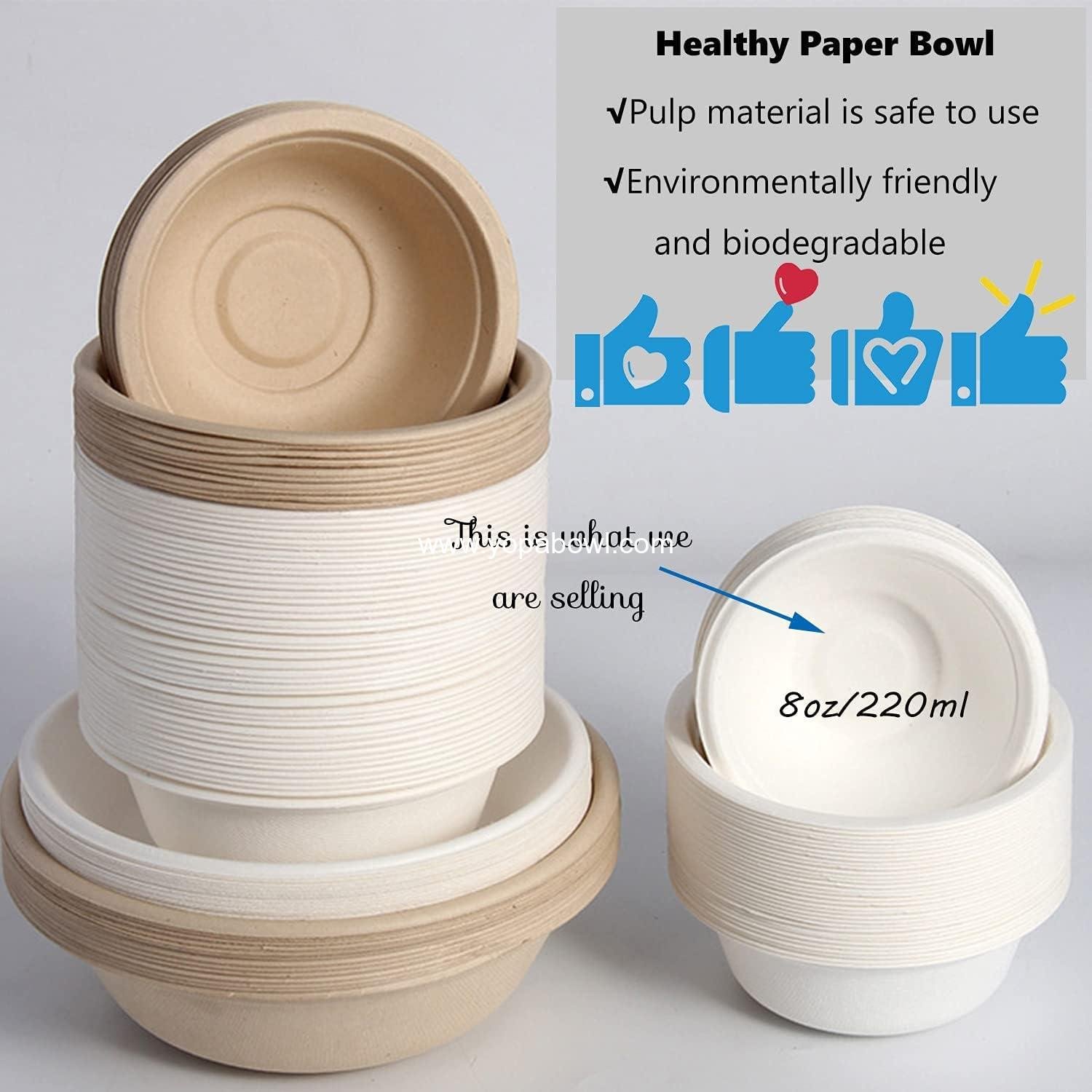 Wholesale 100 Pack 8 oz Compostable Bagasse Bowls, Biodegradable Heavy-Duty Bowls for Hot and Cold Food - Factory