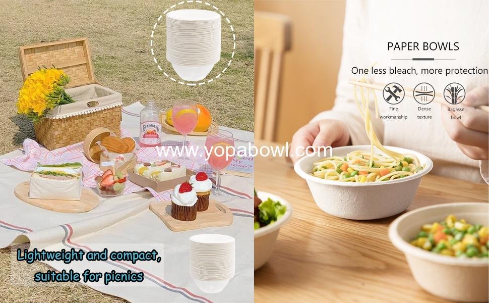Wholesale 100 Pack 8 oz Compostable Bagasse Bowls, Biodegradable Heavy-Duty Bowls for Hot and Cold Food - Factory