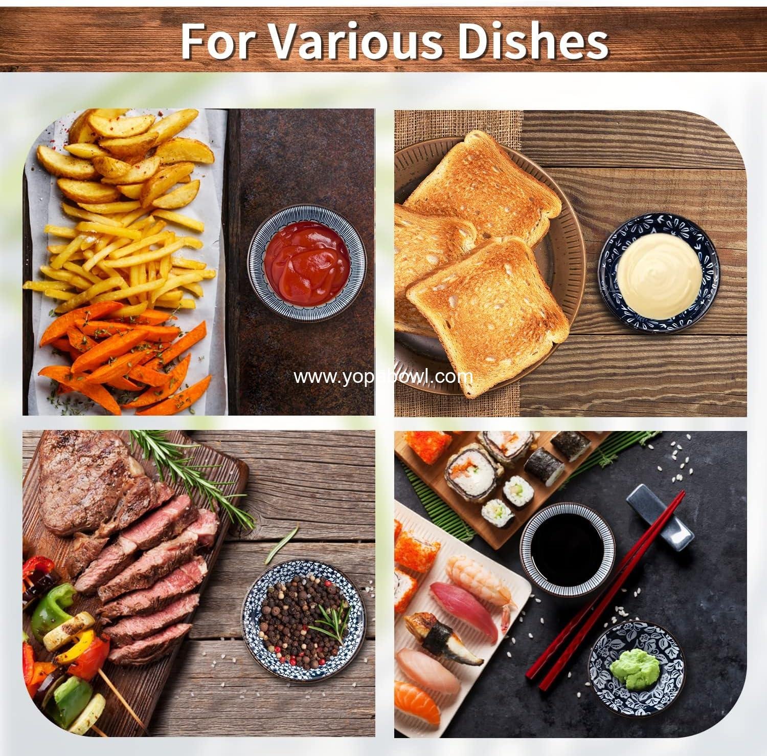 Wholesale Dipping Bowls, Ceramic Soy Sauce Dish, 3 OZ Small Serving Bowls for Side Dishes, Vintage Blue Stylish Design, Set of 6 Mini Appetizer Plates for Condiments, Sushi, Ketchup, BBQ, 4 Inch Factory Wholesale Dipping Bowls, Ceramic Soy Sauce Dish, 3 OZ Small Serving Bowls for Side Dishes, Vintage Blue Stylish Design, Set of 6 Mini Appetizer Plates for Condiments, Sushi, Ketchup, BBQ, 4 Inch Factory