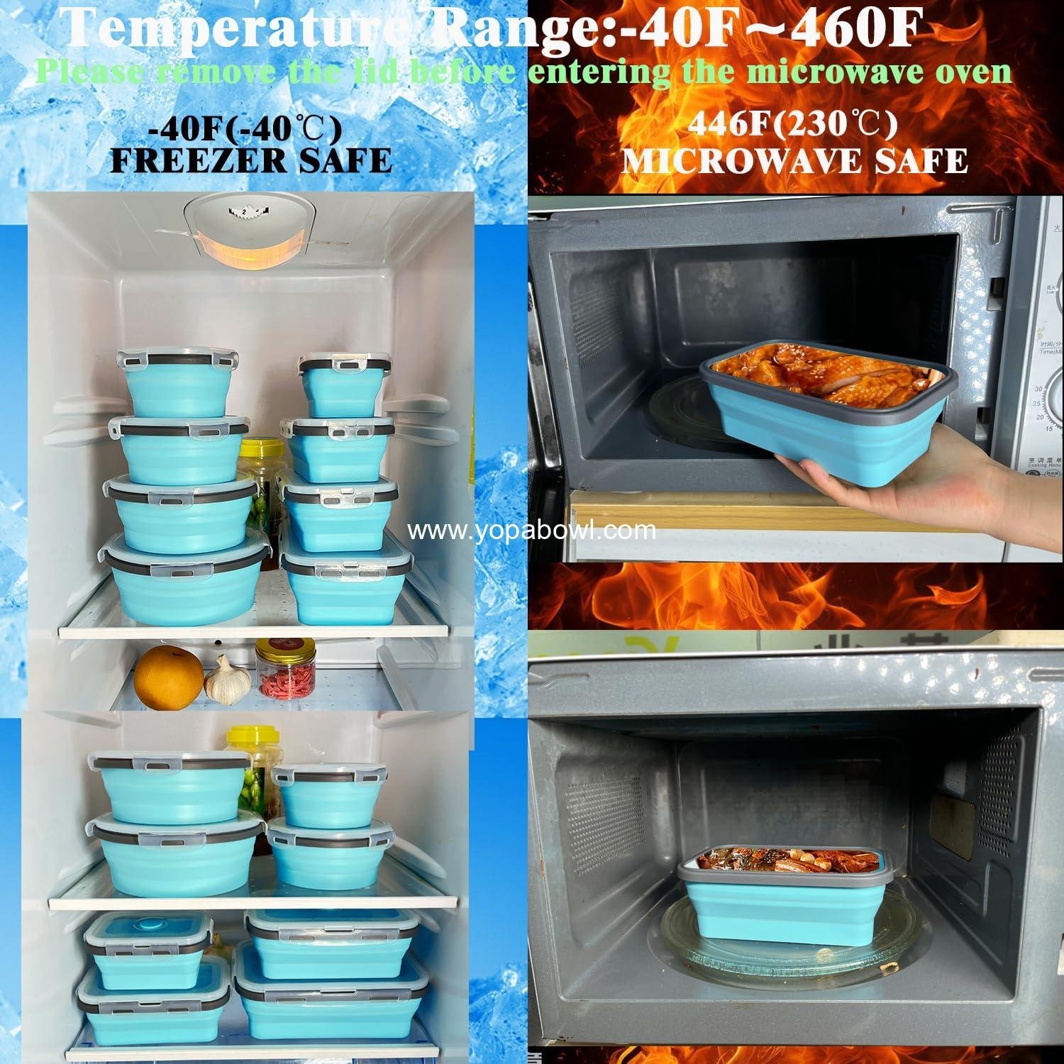 OEM 8 Collapsible Silicone Food Storage Containers with Lids - Perfect for Camping, Travel, and RV Use - Versatile Food Bowls - Wholesale Factory