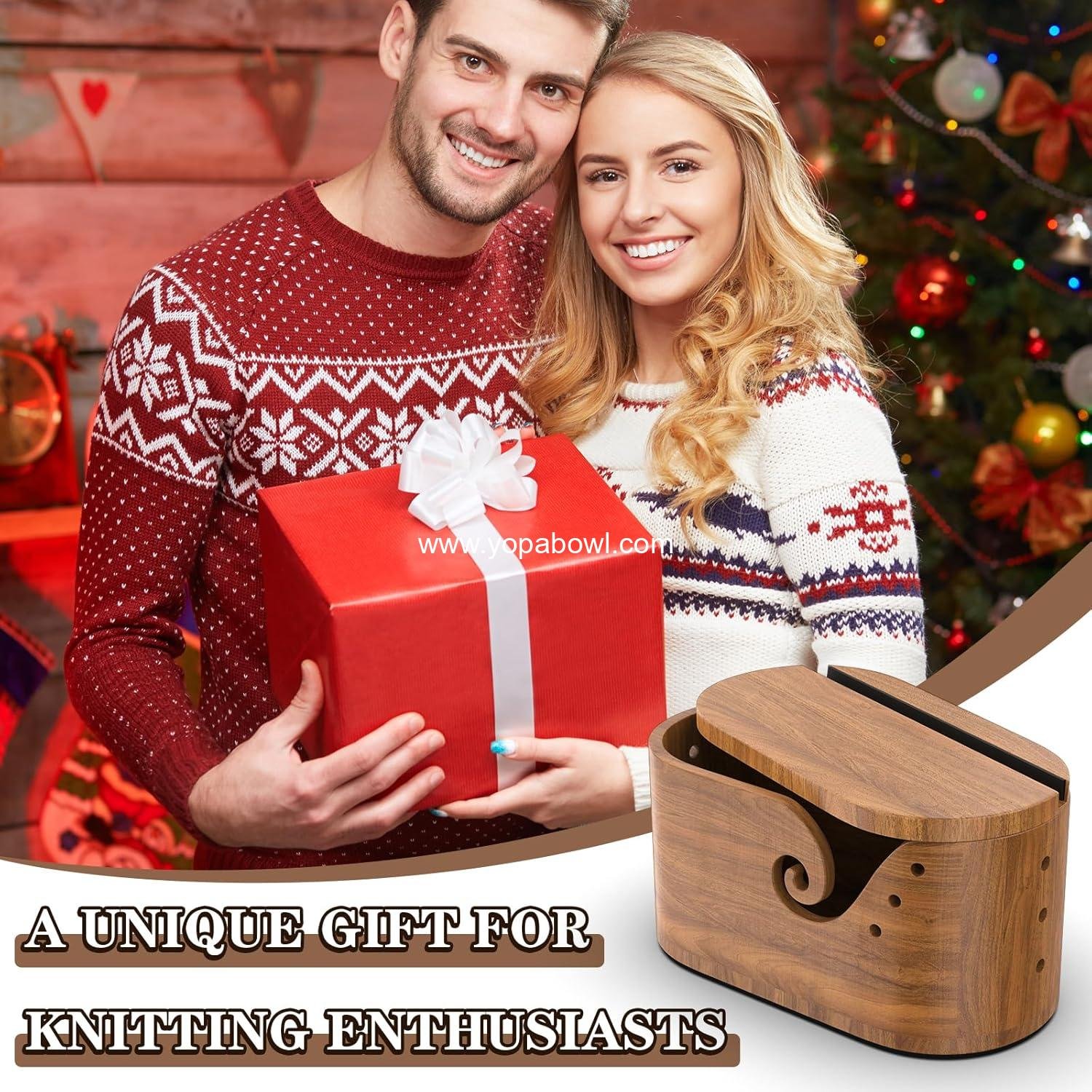 Wholesale Yarn Bowl Set - Acacia Wood Yarn Bowl with Lid and Knitting Accessories, Large 11.2